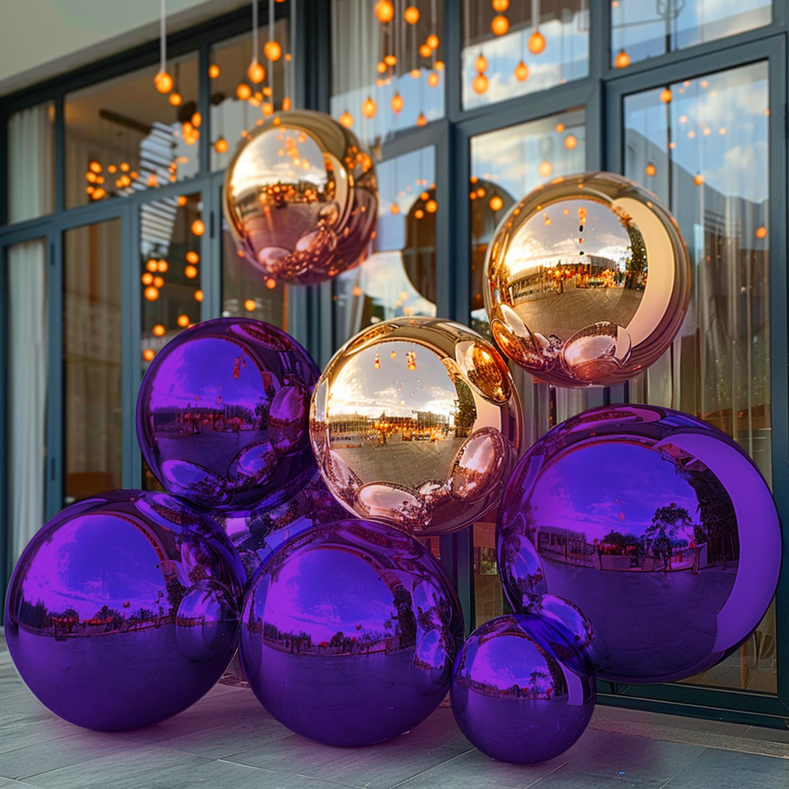 Inflatable Mirror Ball Airtight Big Shiny Balls with Air Pump for Event Decoration - Choose Color & Size