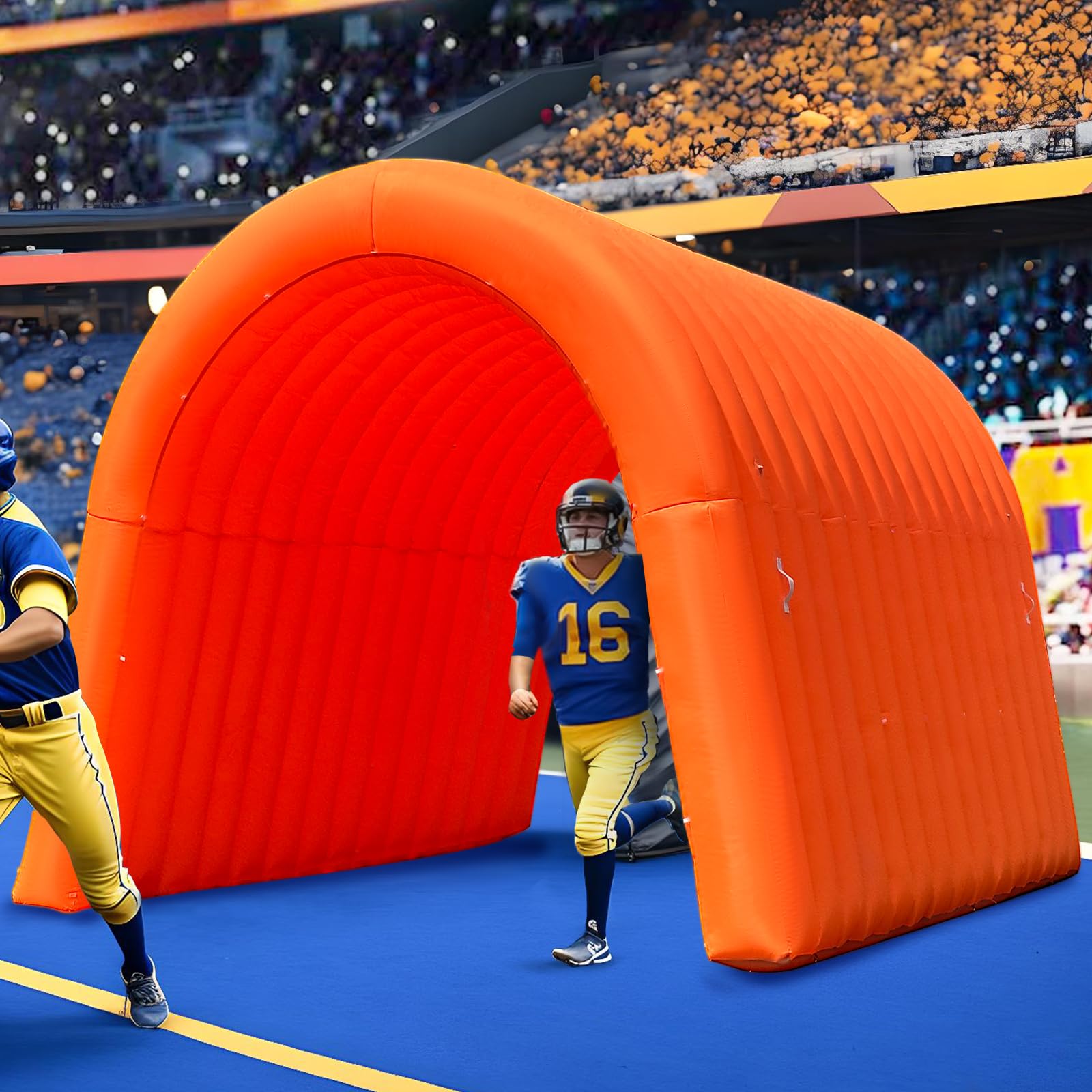 OZIS Inflatable Tunnel Sports Tunnel Entrance with Installed Blower Orange 16x10x10ft