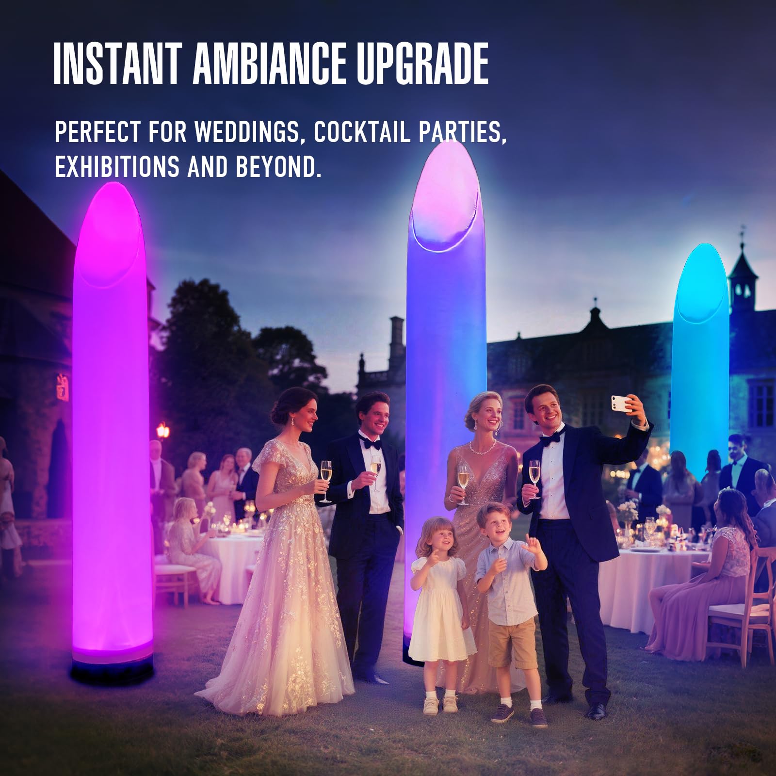 9Ft Inflatable Color-Changing Column Decorative Lamp Replaceable Tube Pillar - Cone