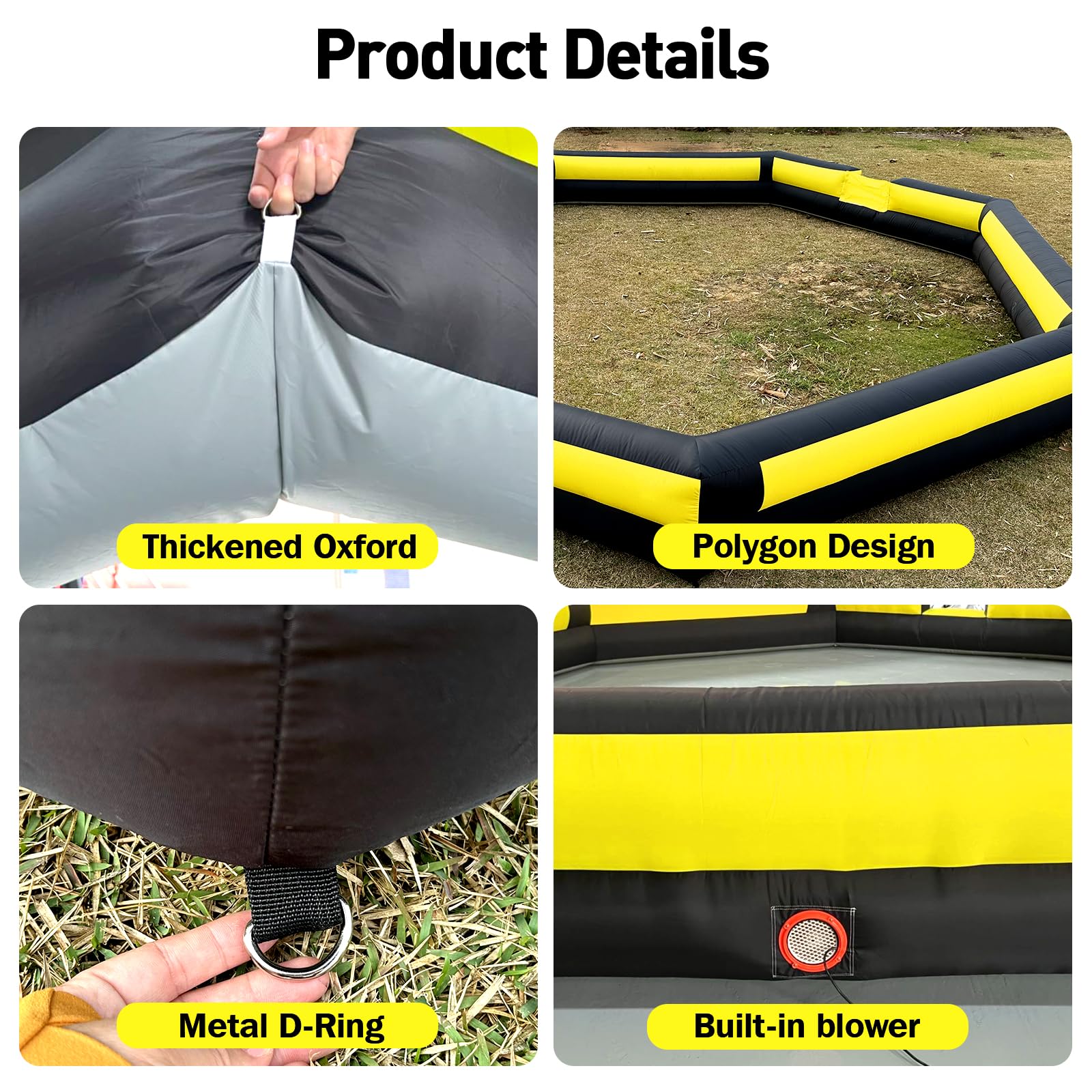 WARSUN 26Ft Inflatable Gaga Ball Pit with High-Power Blower-Yellow &Black