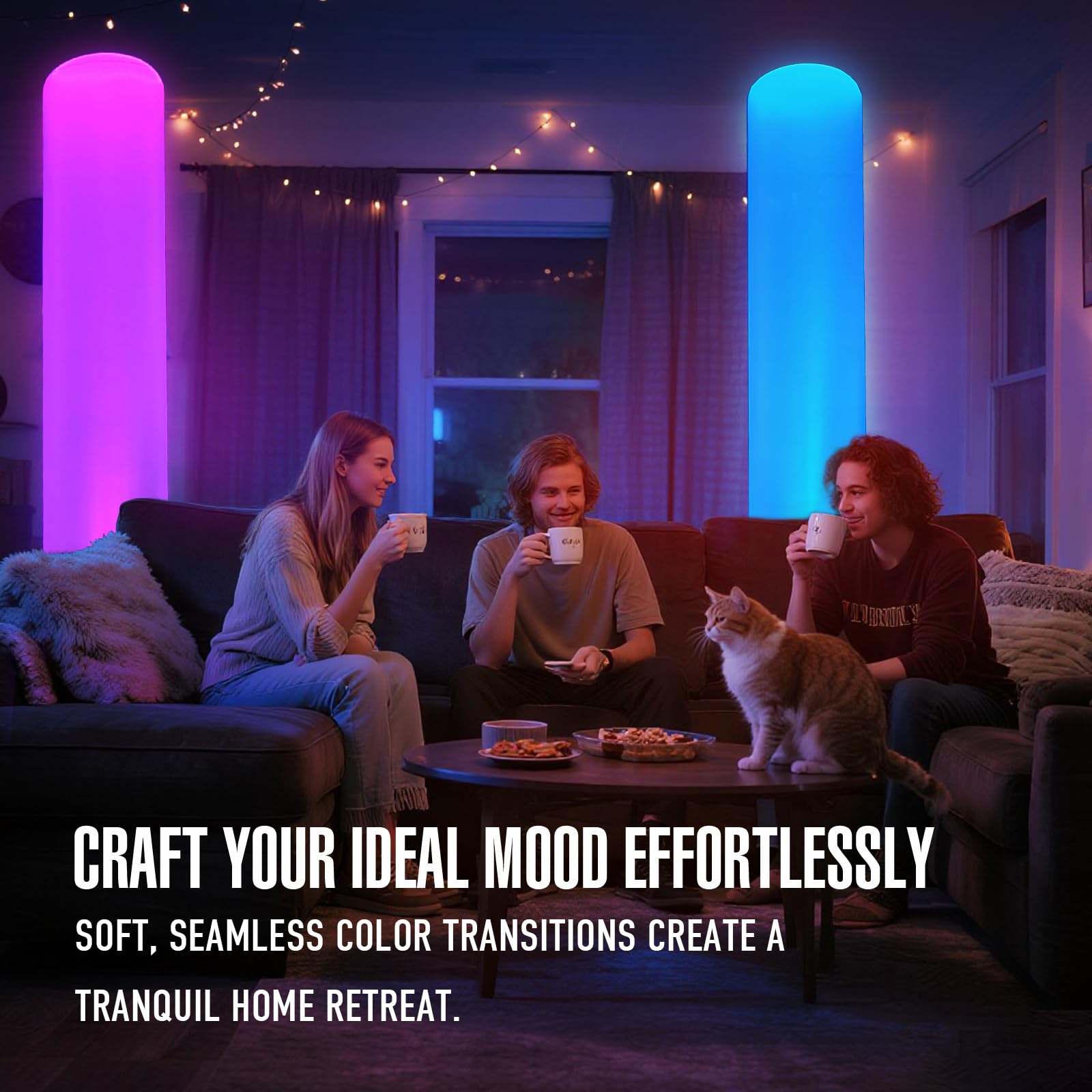 8.8Ft Inflatable Color-Changing Column Decorative Lamp Replaceable Tube Pillar