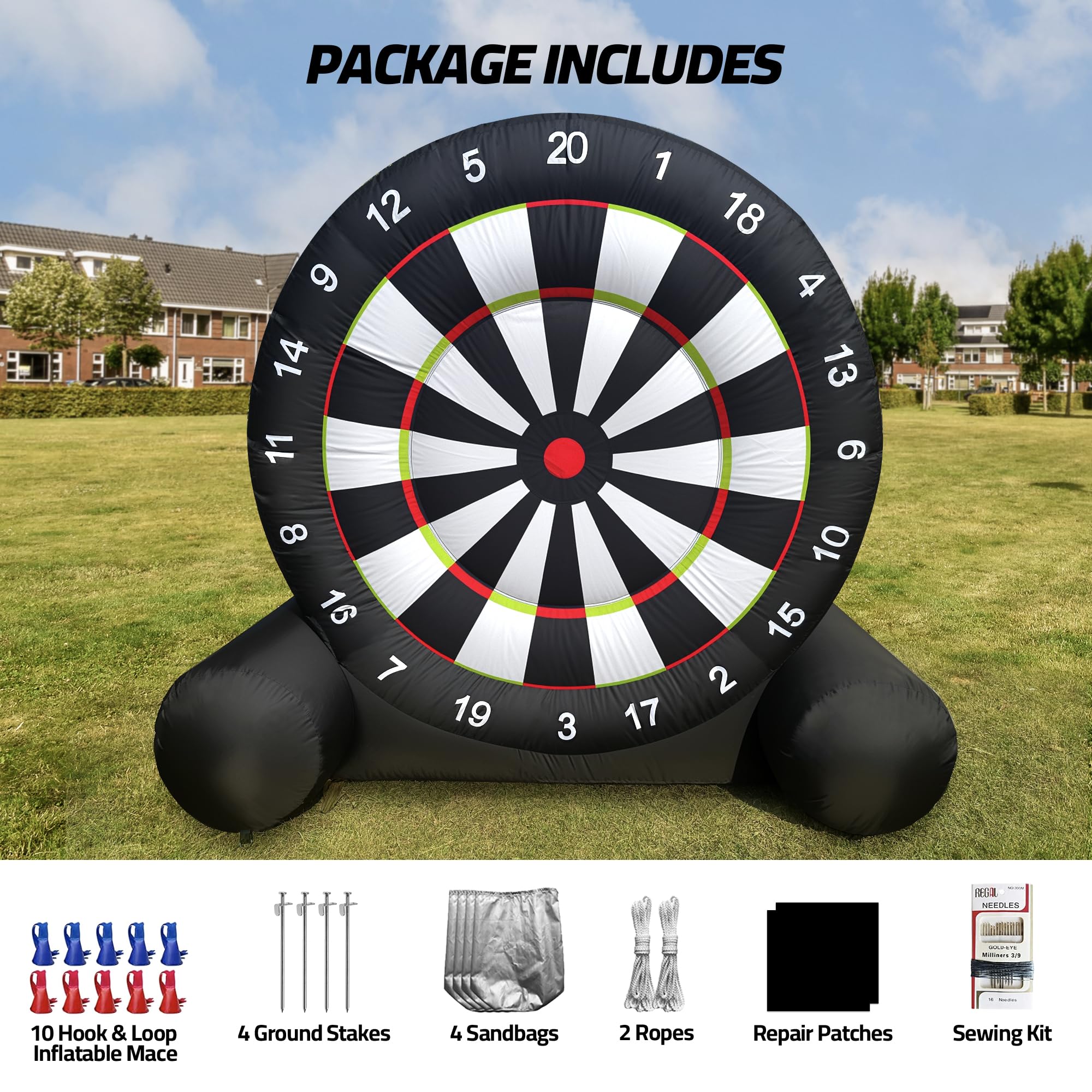 Inflatable Dart Board 6FT Giant Indoor & Outdoor Toss & Stick Game for Parties & Events