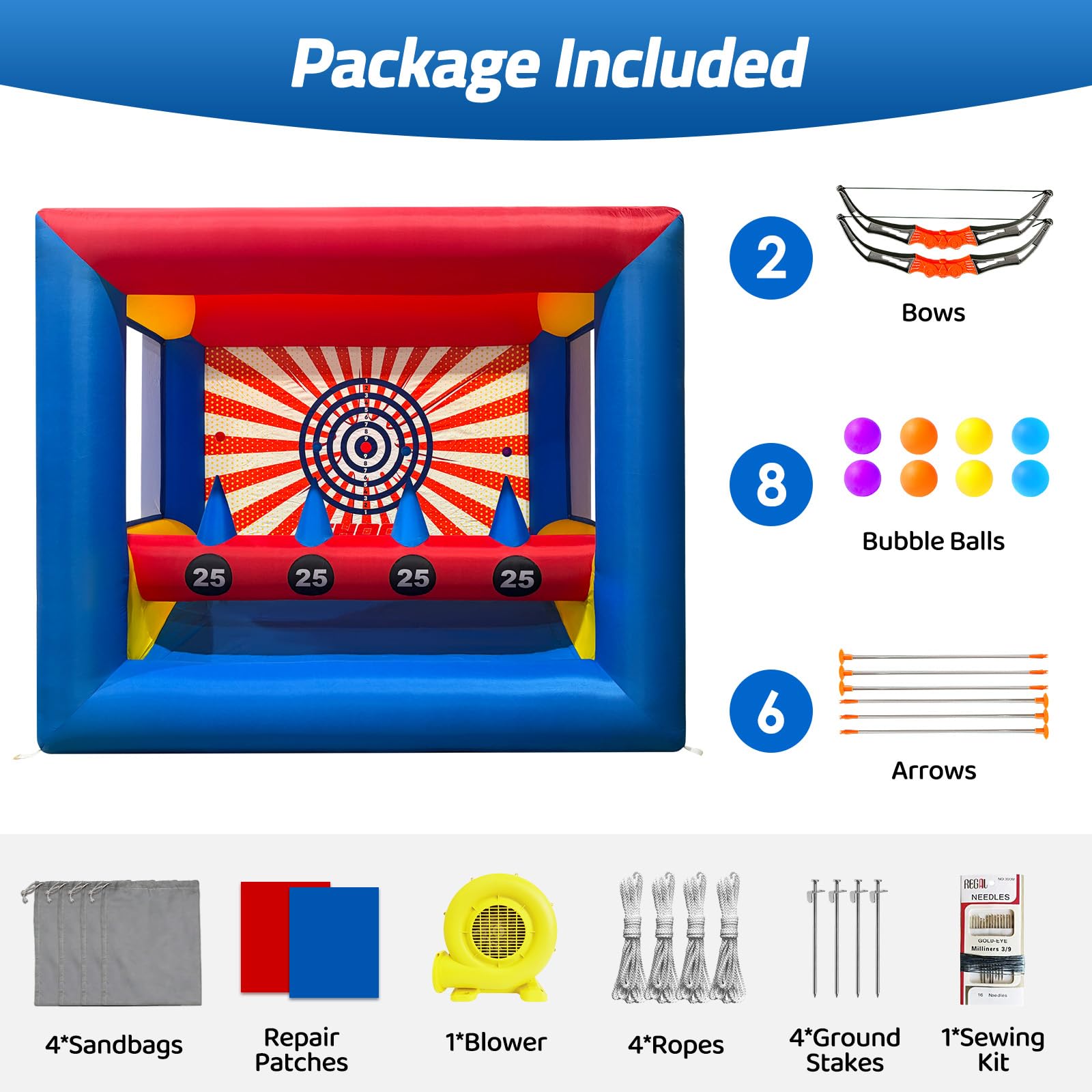 Inflatable Archery Game 10x6x8Ft with Floating Targets – Fun Indoor & Outdoor Party Game Set with Bows & Arrows