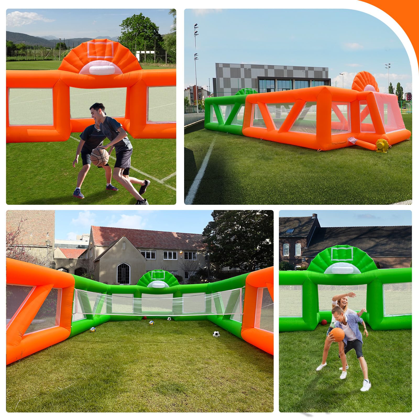 OZIS Giant 40Ft Inflatable Sports Court with 680W Blower Outdoor Portable 3-in-1 Basketball