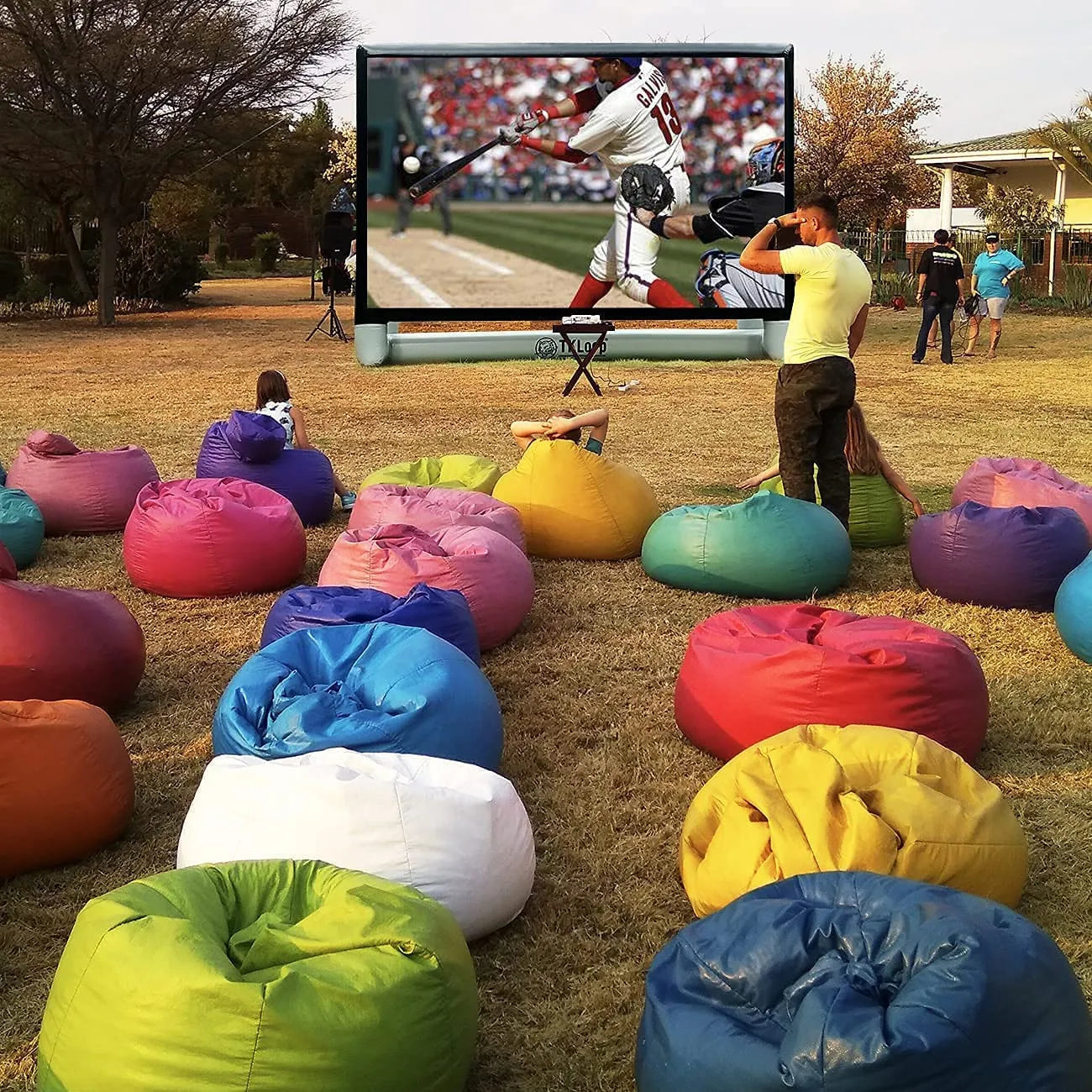 Upgraded Airtight Inflatable Movie Projector Screen 13Ft - No Need to Keep Inflating - Supports Front and Rear Projection
