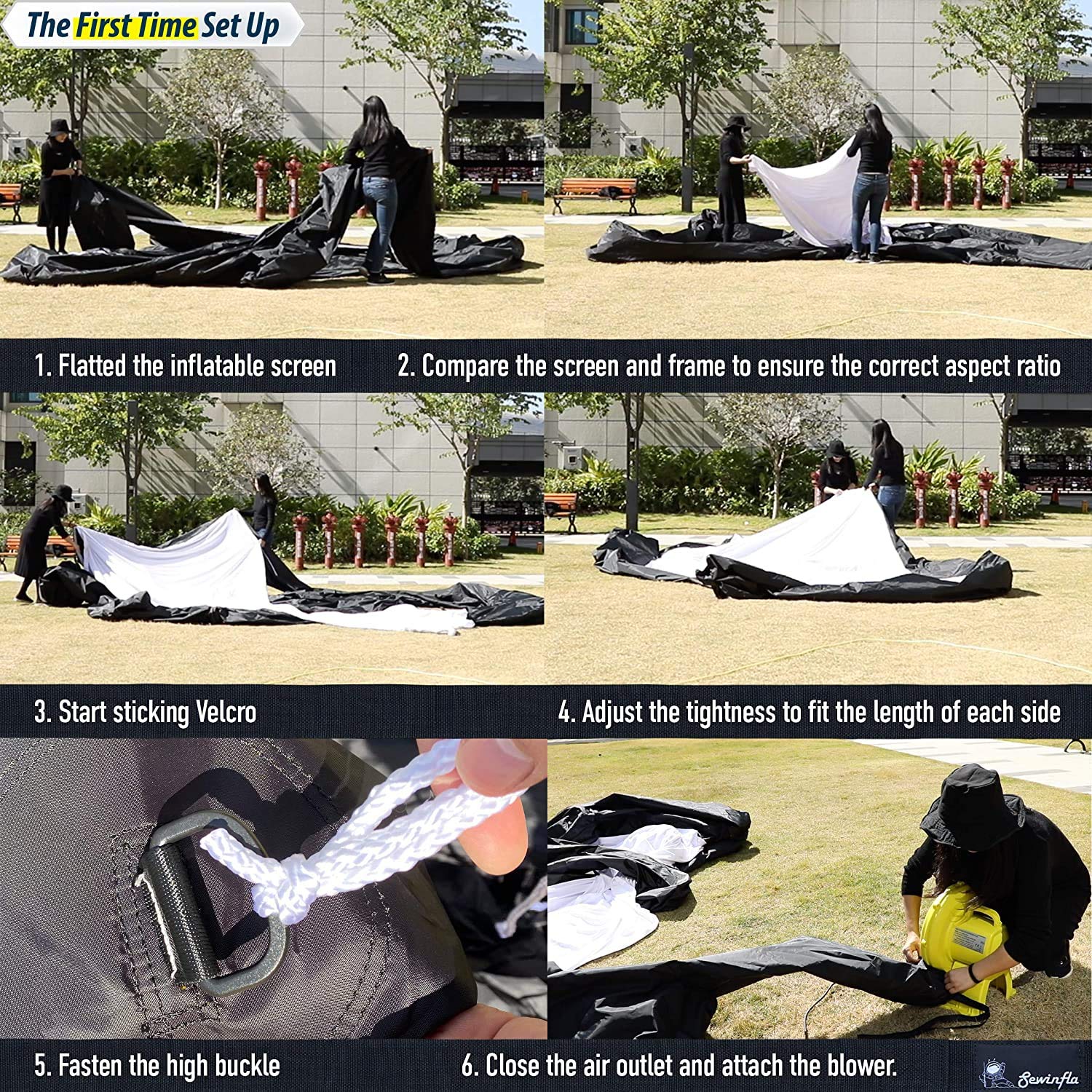 Sewinfla 33Ft Giant Inflatable Movie Screen with Blower - Front and Rear Projection