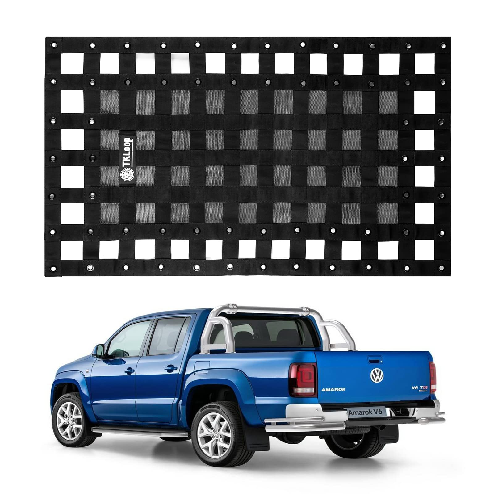 TKLoop Heavy Duty Cargo Net 2.3' x 3.9' with Cam Buckles & Elastic Ropes for Pickup Truck Bed,SUV