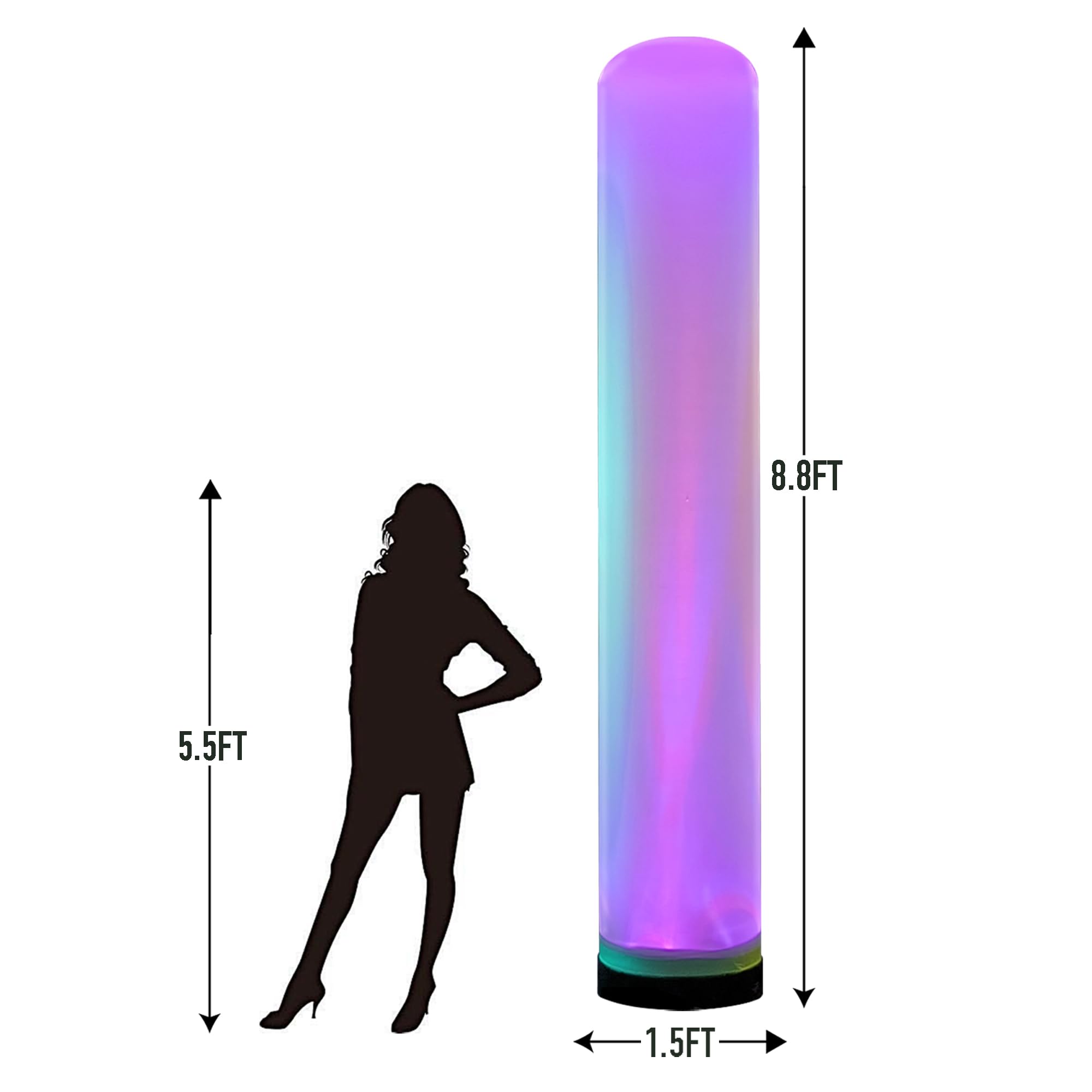 8.8Ft Inflatable Color-Changing Column Decorative Lamp Replaceable Tube Pillar