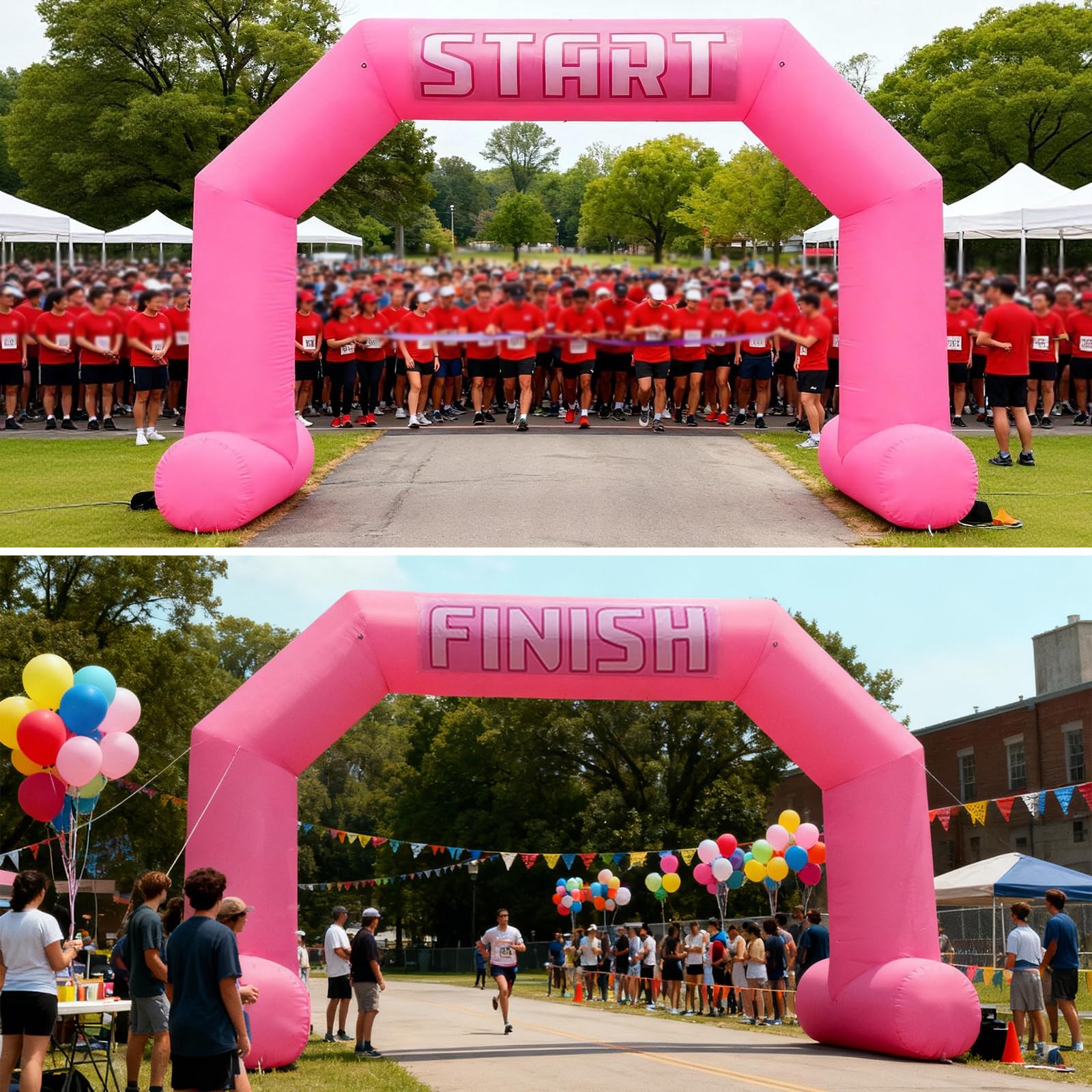 20Ft Inflatable Arch with Start Finish Banner and T-Shaped Base for Races and Events