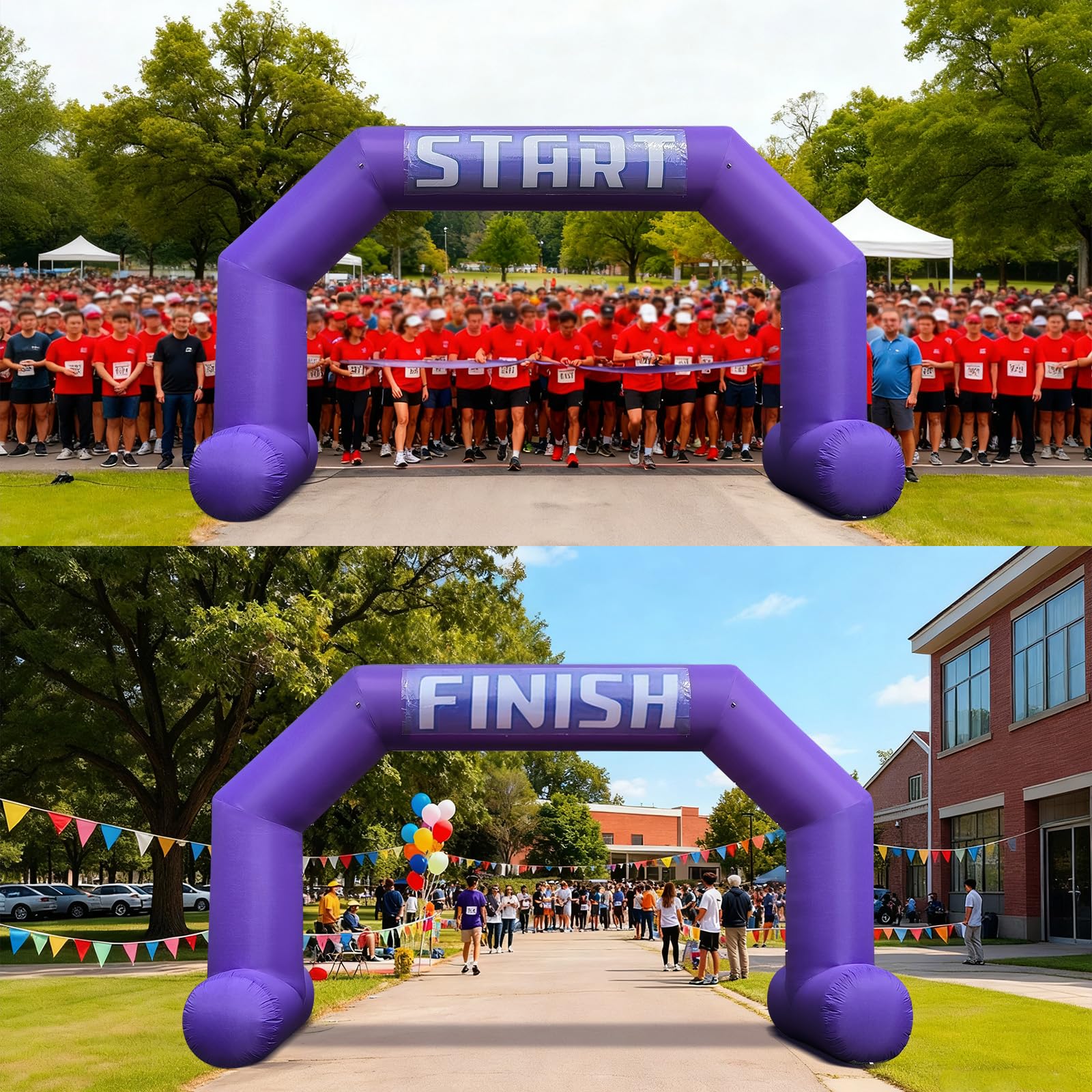 20Ft Inflatable Arch with Start Finish Banner and T-Shaped Base for Races and Events