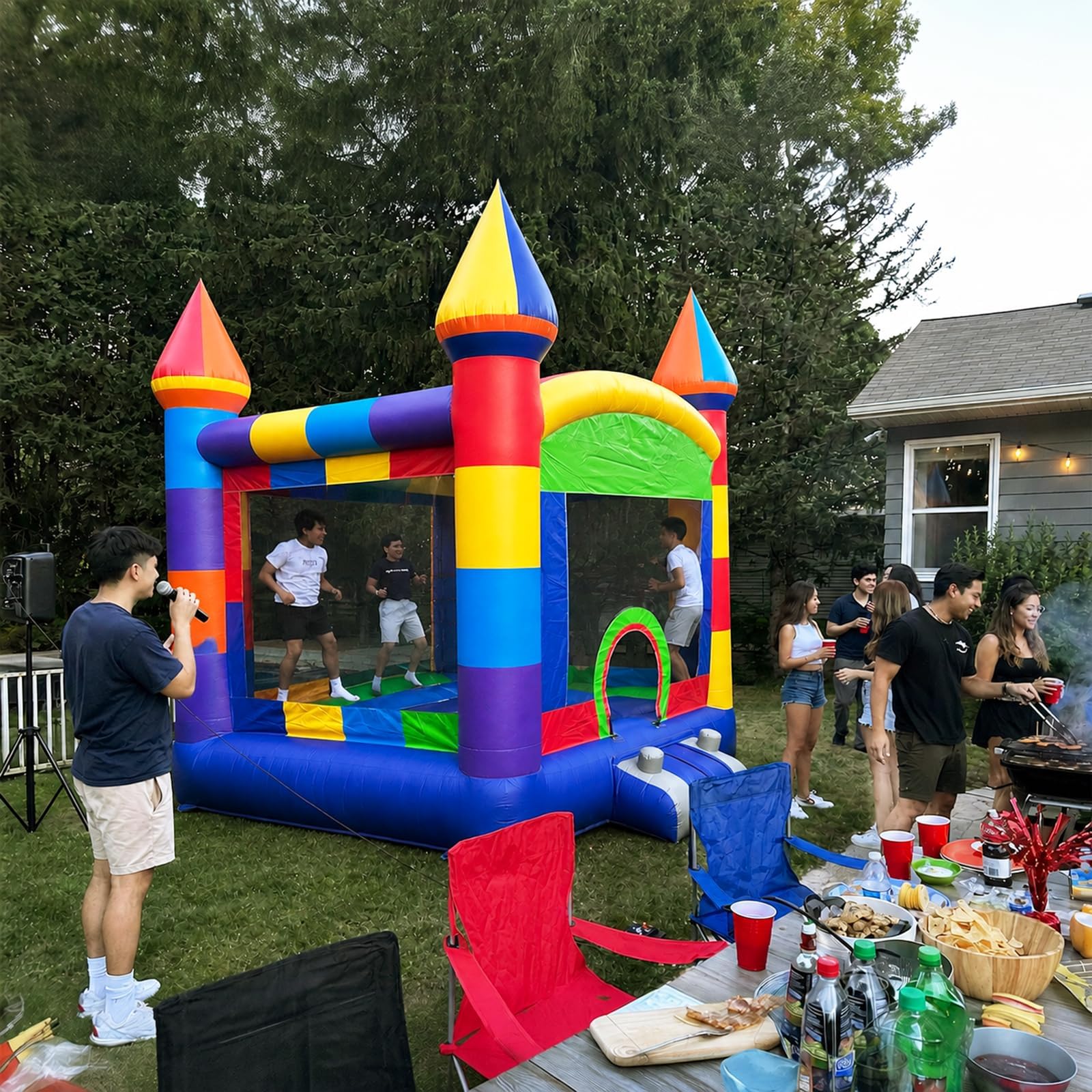 Inflatable Bounce House 13x12.5Ft with Basketball Hoop – Commercial PVC Bouncy Castle for Parties & Events