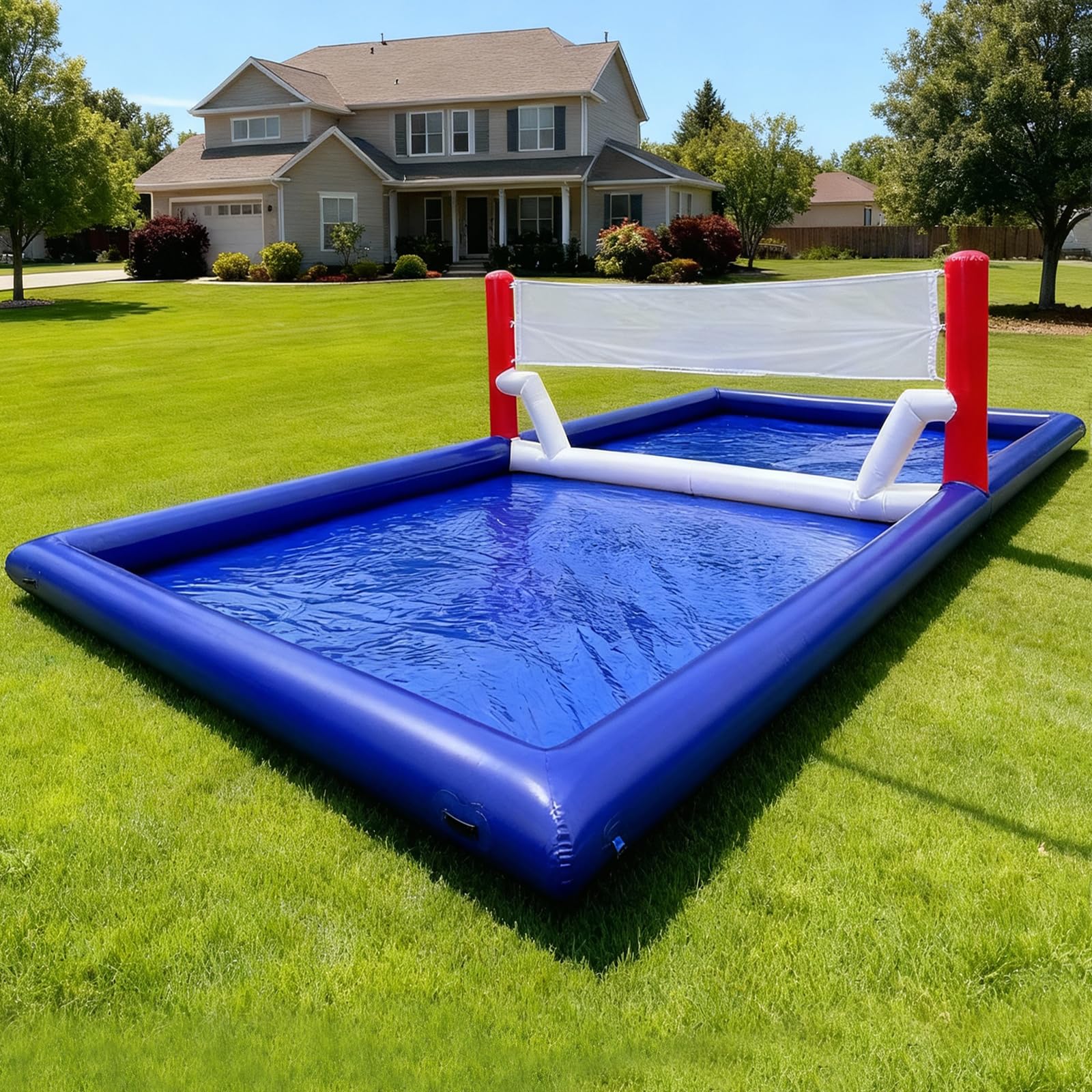 Inflatable Volleyball Court 30Ft with Air Pump & Volleyball, Commercial Grade PVC Volleyball Pool Field
