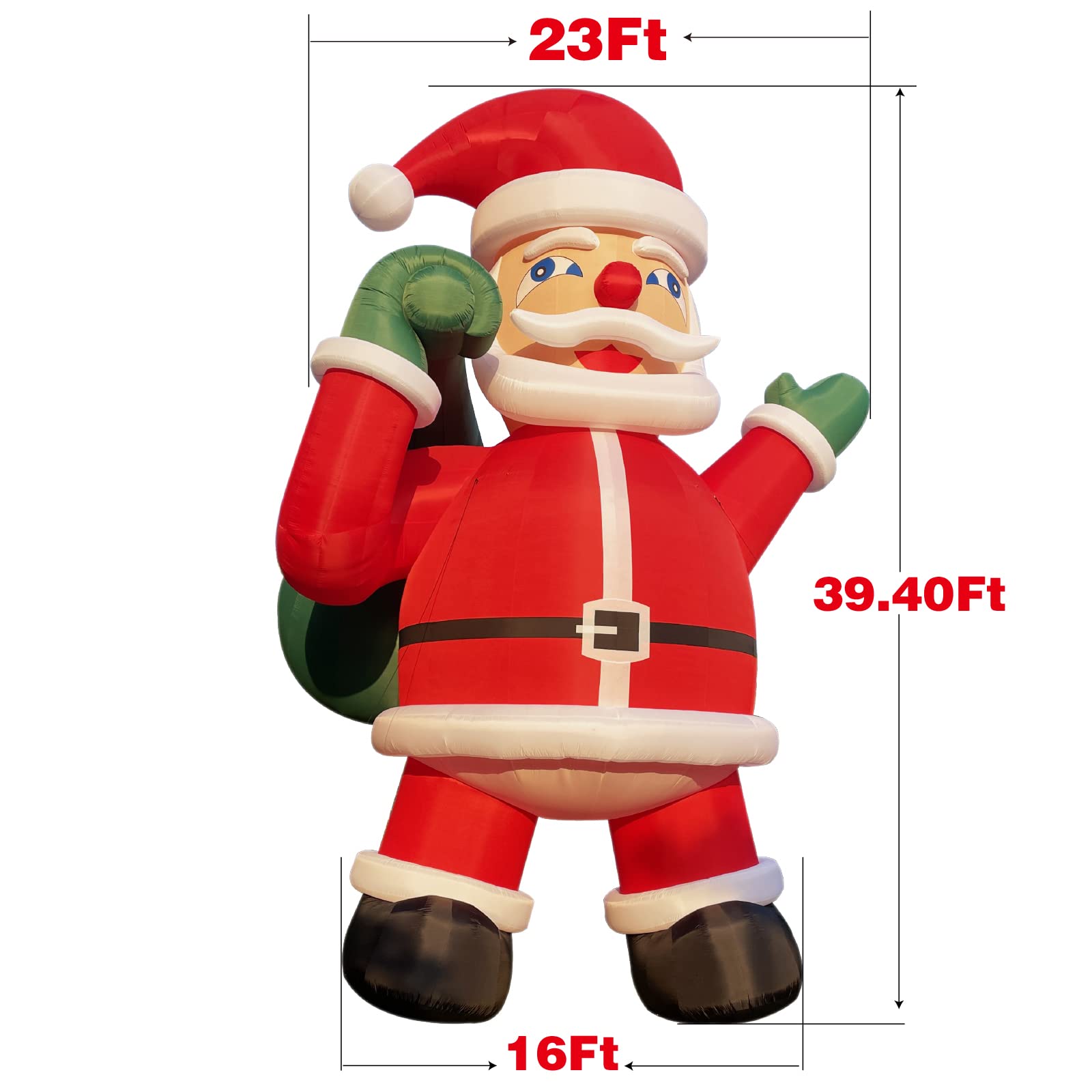 40Ft Giant Premium Inflatable Santa Claus with Blower for Christmas Yard Decoration - No Lights Included
