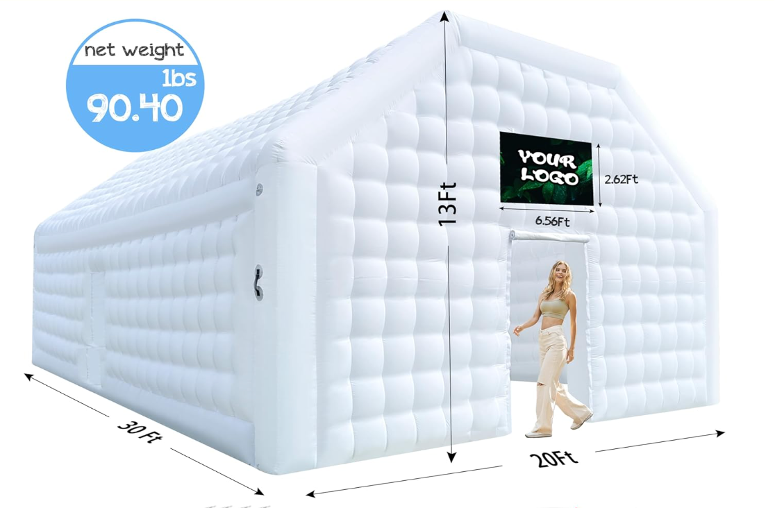 Custom Logo Banner for 30' x 20' White Inflatable Night Club