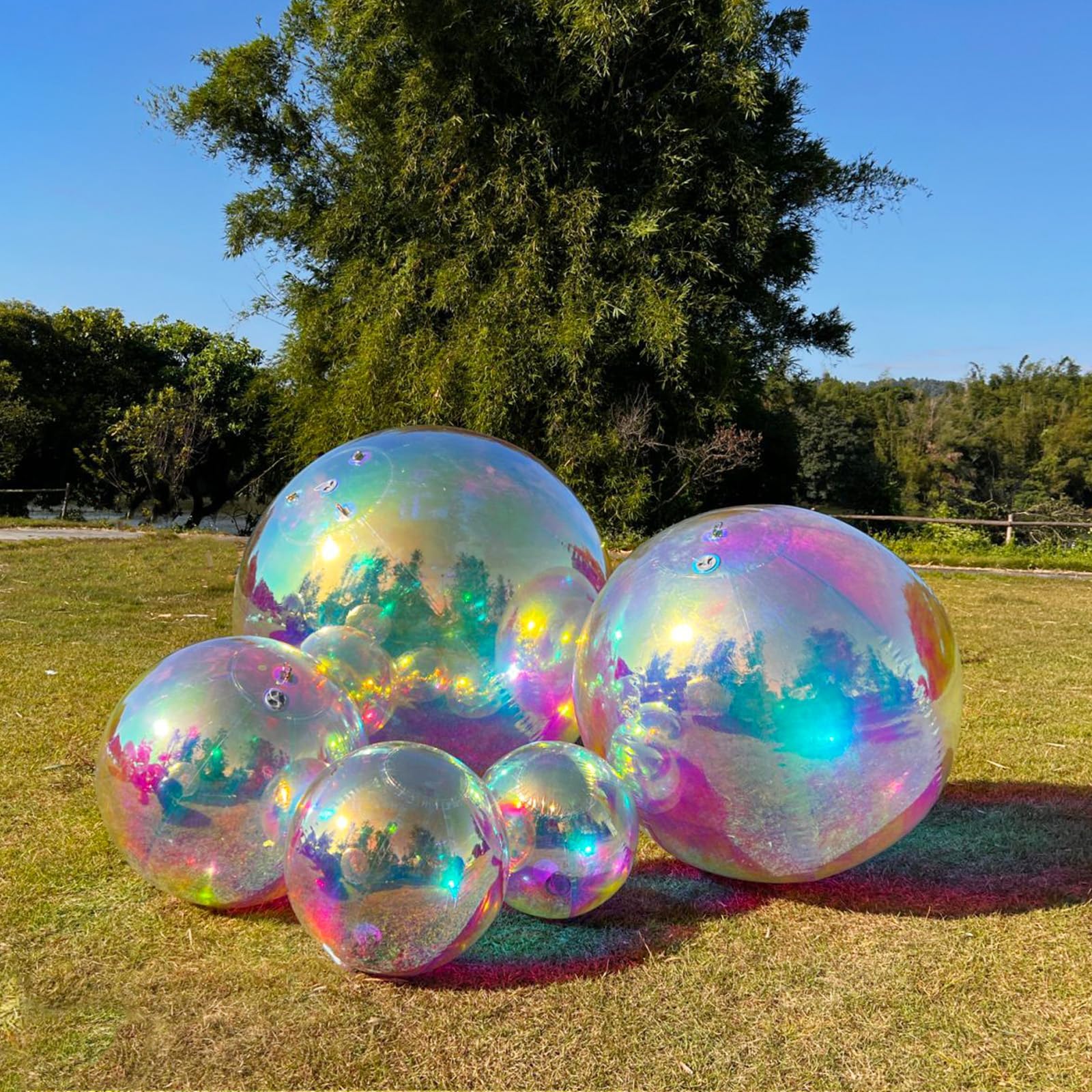 Inflatable Mirror Ball Airtight Big Shiny Balls with Air Pump for Event Decoration - Choose Color & Size