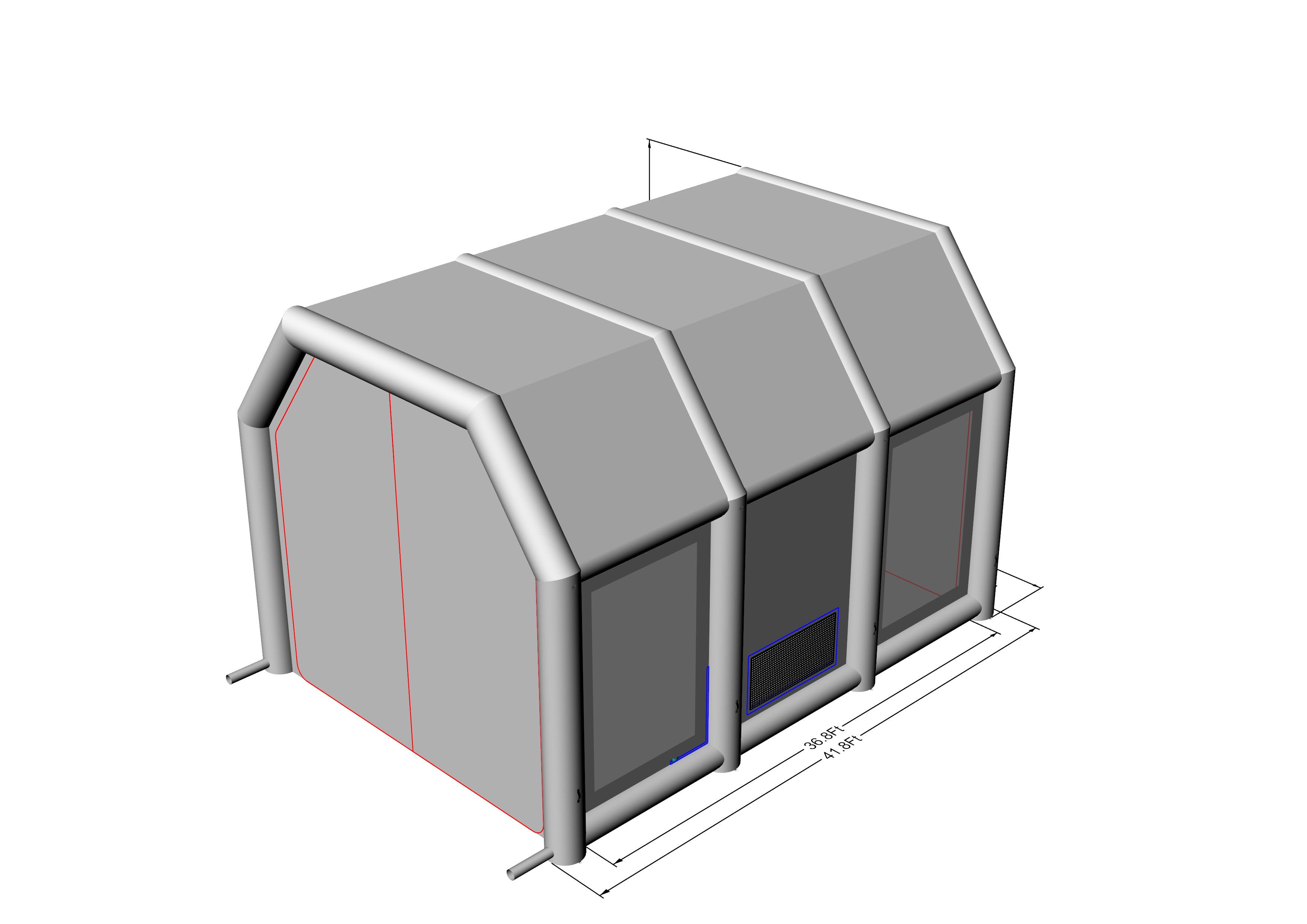 Ship by Air - Custom Sewinfla Inflatable Paint Booth with 4 Blowers for Blade Repair
