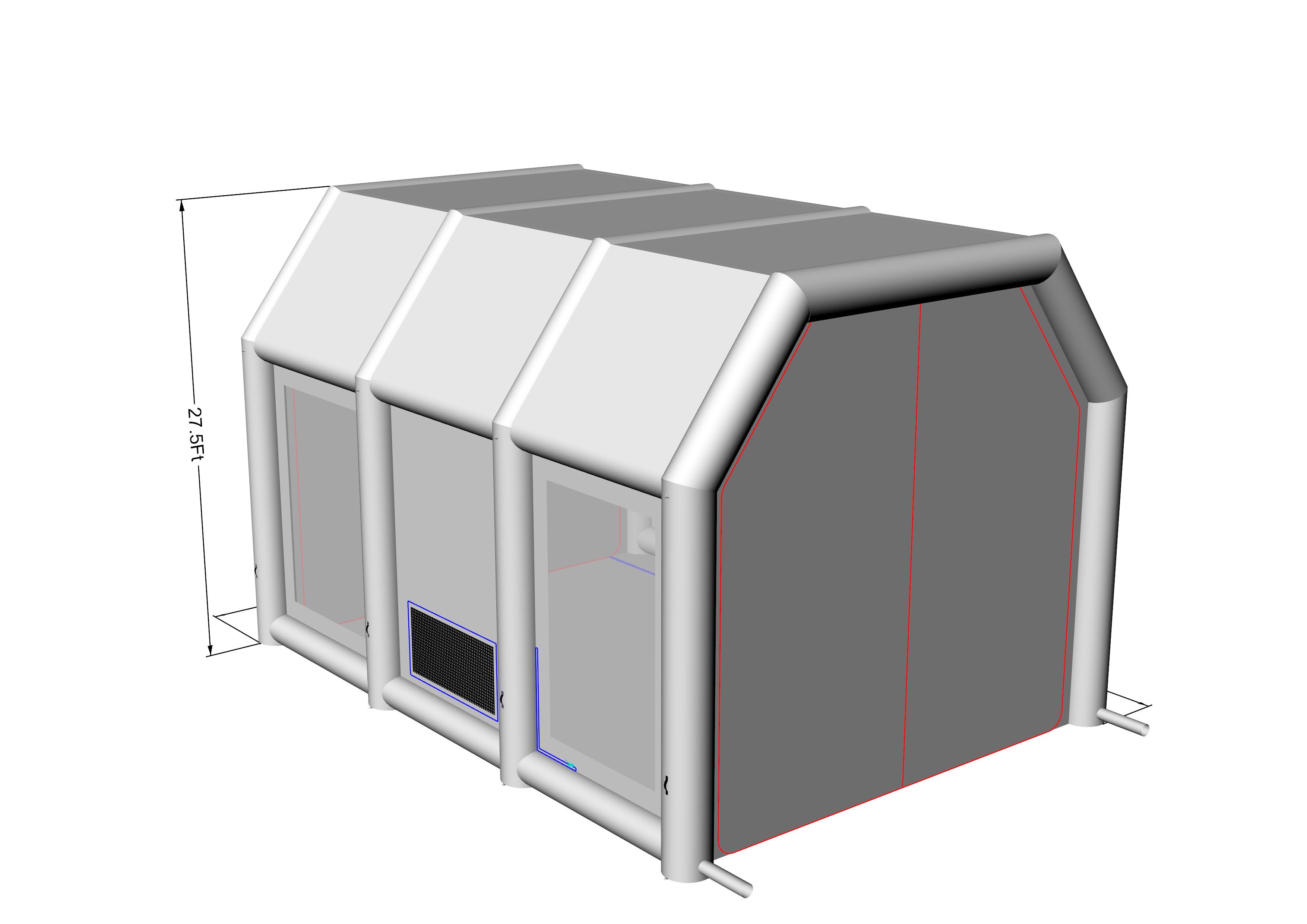 Ship by Air - Custom Sewinfla Inflatable Paint Booth with 4 Blowers for Blade Repair