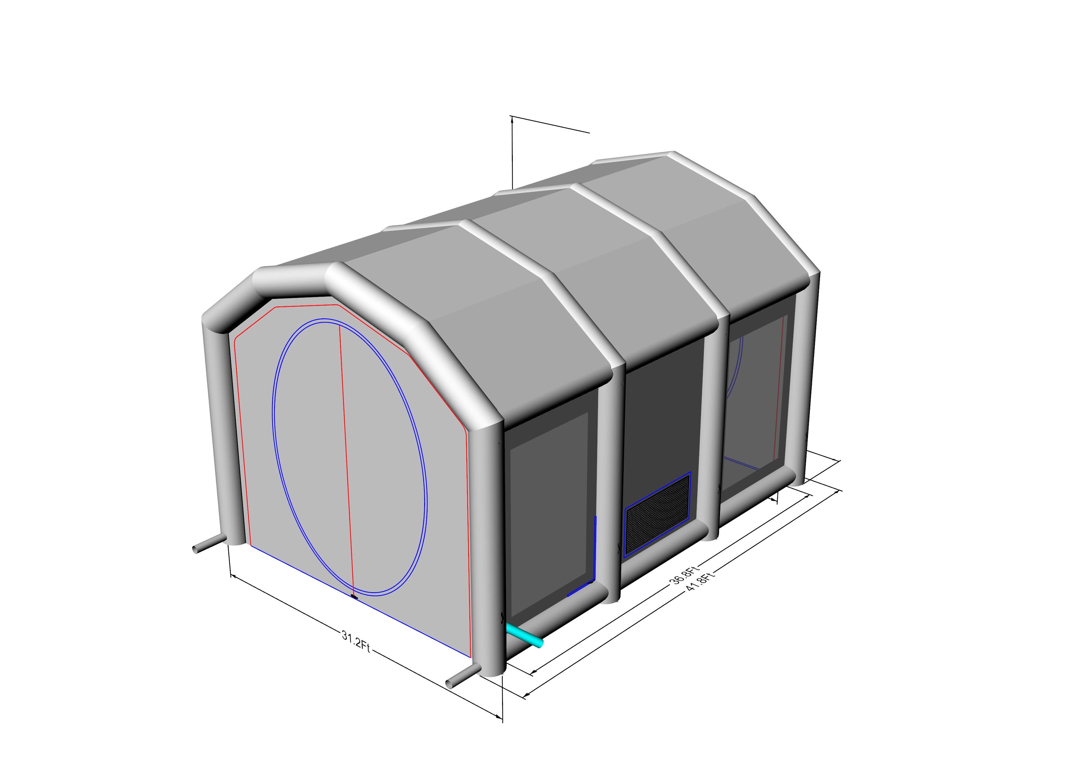 Balance Payment - Upgraded to Waterproof PVC Material for the Walls and Roof - Custom Sewinfla Inflatable Paint Booth 42x31x28Ft - Ship by Air