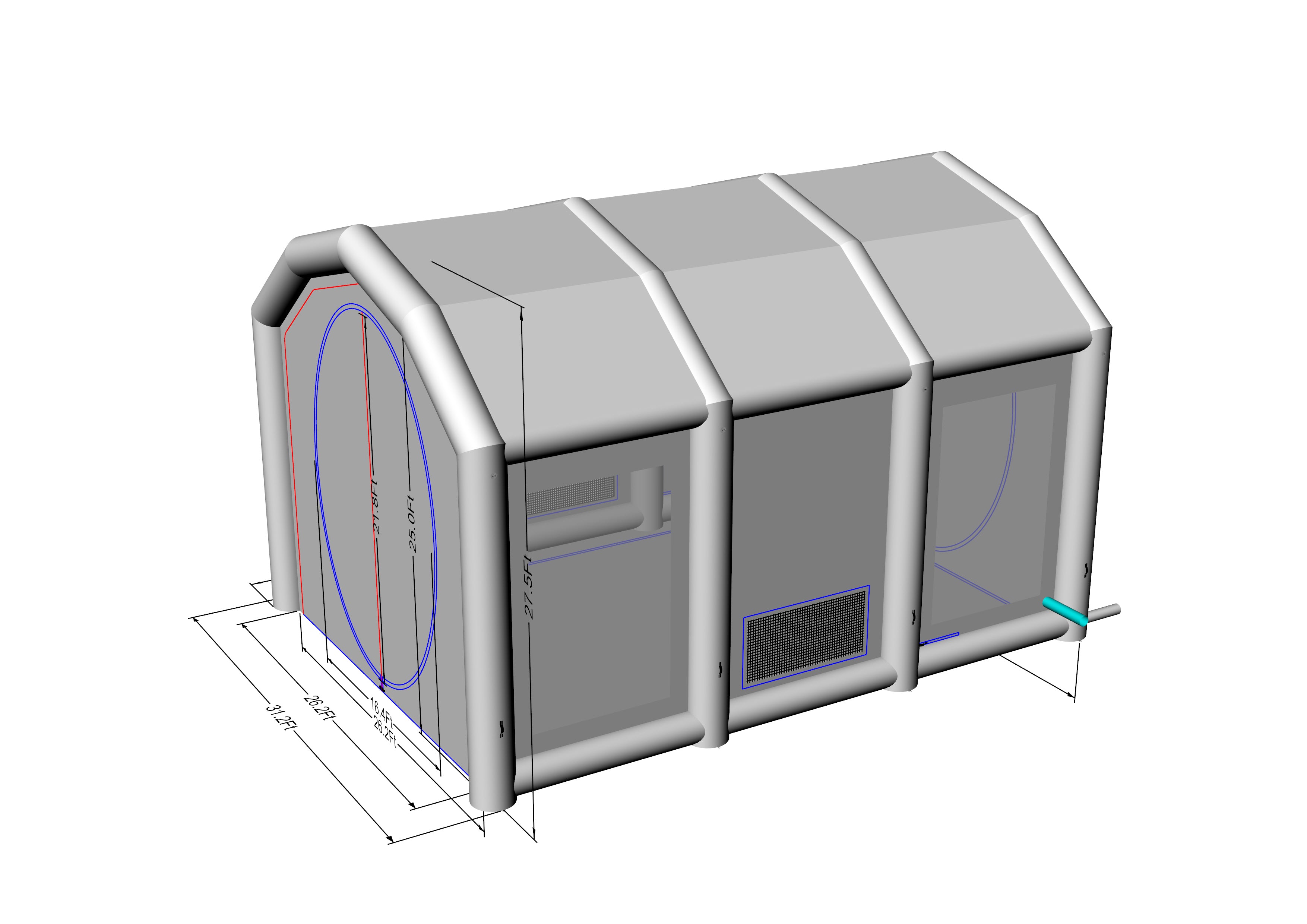 Balance Payment - Upgraded to Waterproof PVC Material for the Walls and Roof - Custom Sewinfla Inflatable Paint Booth 42x31x28Ft - Ship by Air
