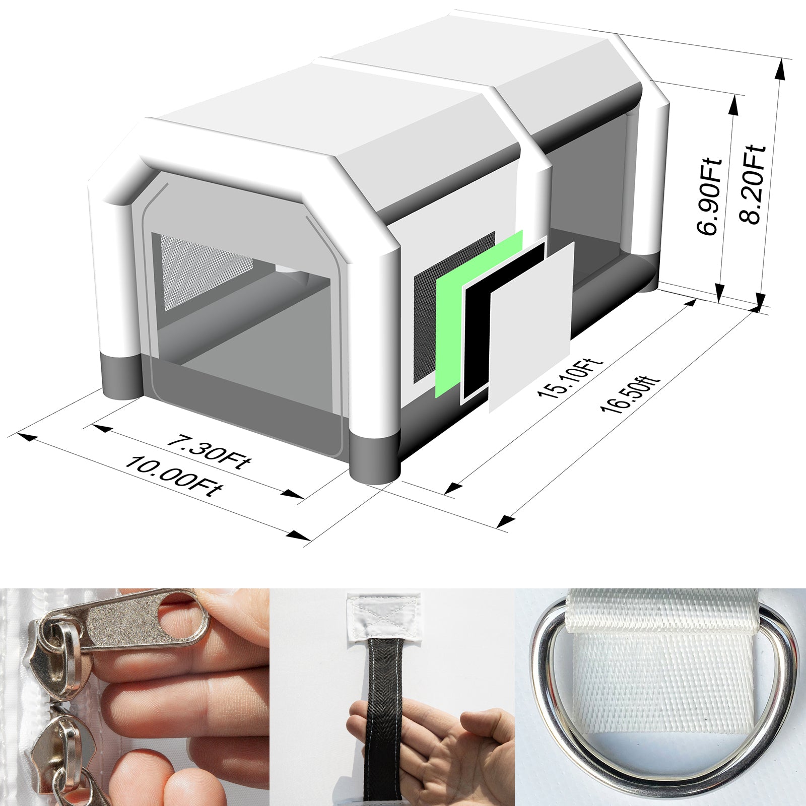 GORILLASPRO Inflatable Paint Booth 16.5x10x8Ft with 550W+750W Blower, Upgrade Air Filter System More Durable Portable Spray Painting Tent