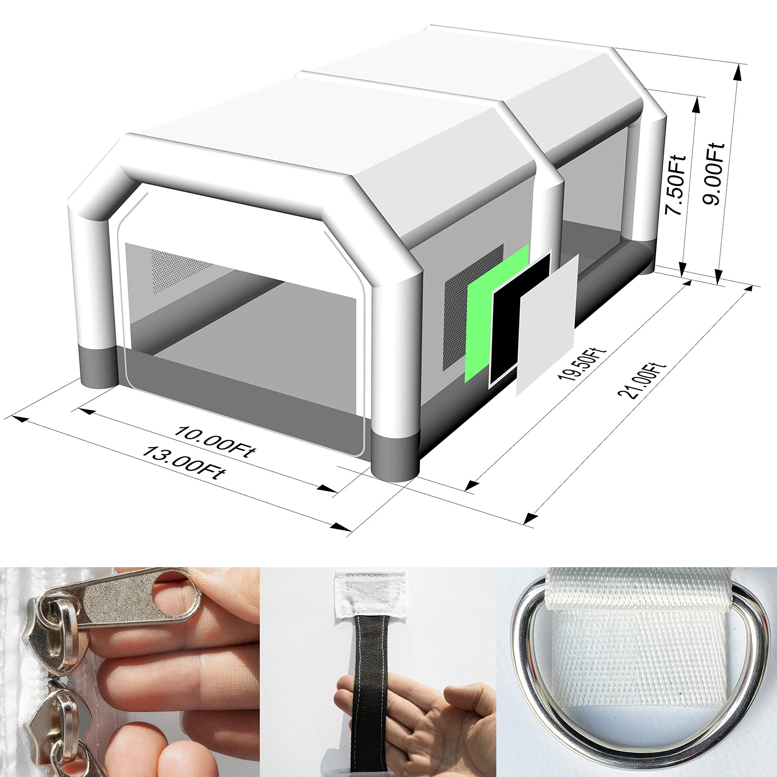 GORILLASPRO Inflatable Paint Booth 21X13X9Ft with 680W Blower Upgrade Air Filter System More Durable Portable Spray Paint Tent