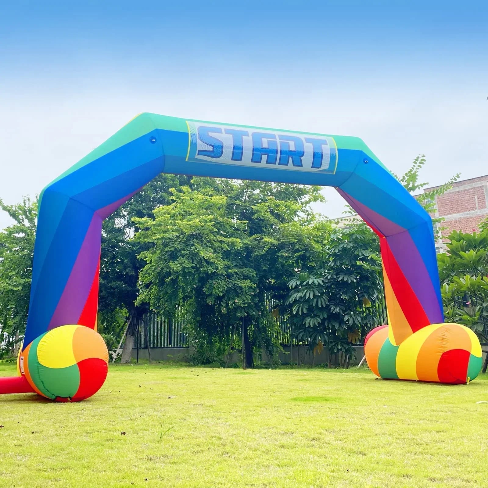 20Ft Inflatable Rainbow Arch with Blower Start Finish Line Arch Colorful Party Event Decoration