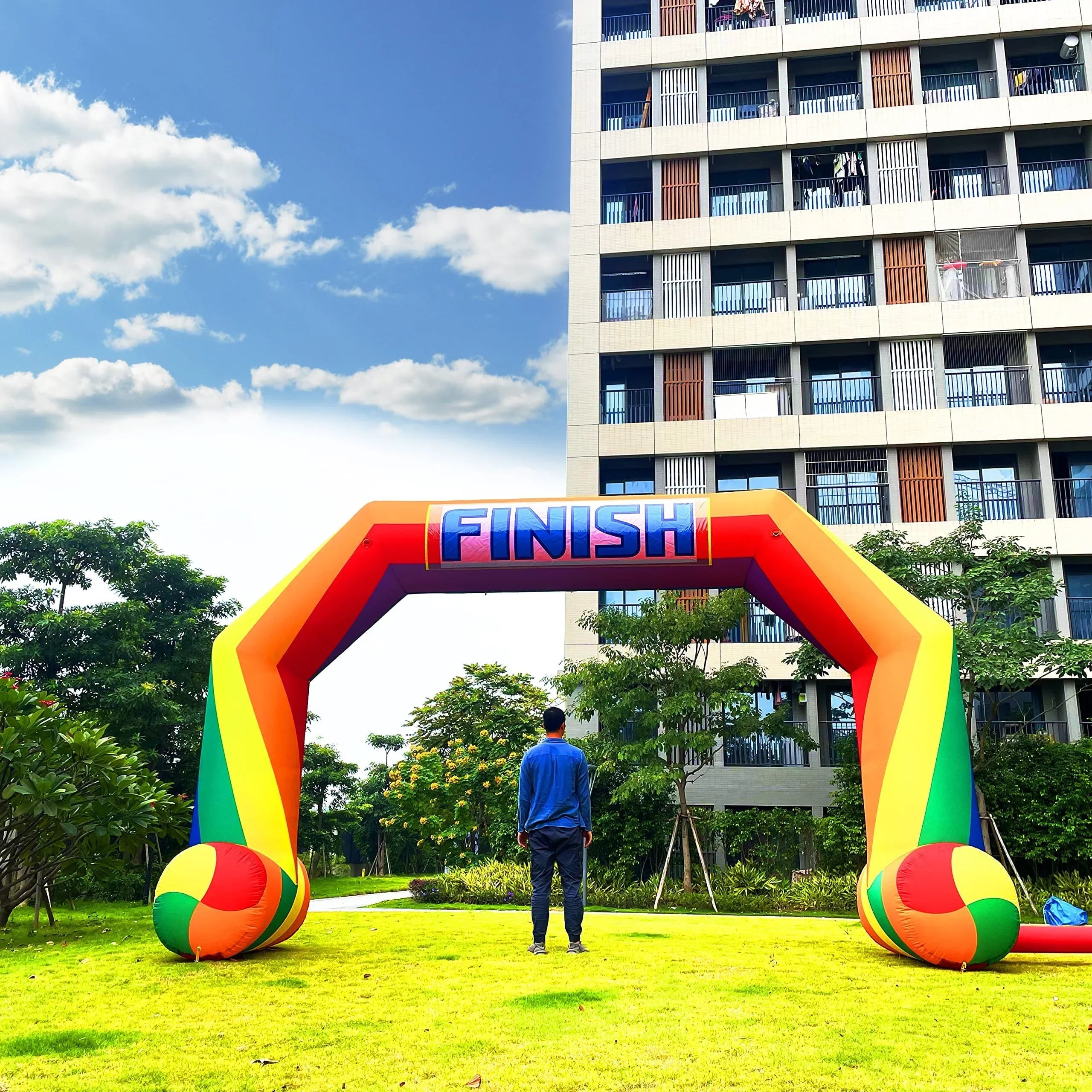 20Ft Inflatable Rainbow Arch with Blower Start Finish Line Arch Colorful Party Event Decoration