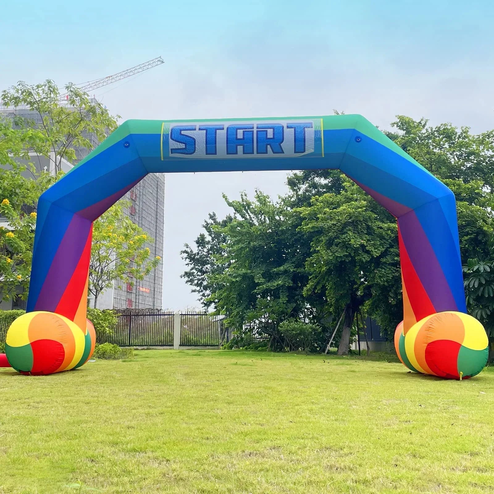20Ft Inflatable Rainbow Arch with Blower Start Finish Line Arch Colorful Party Event Decoration