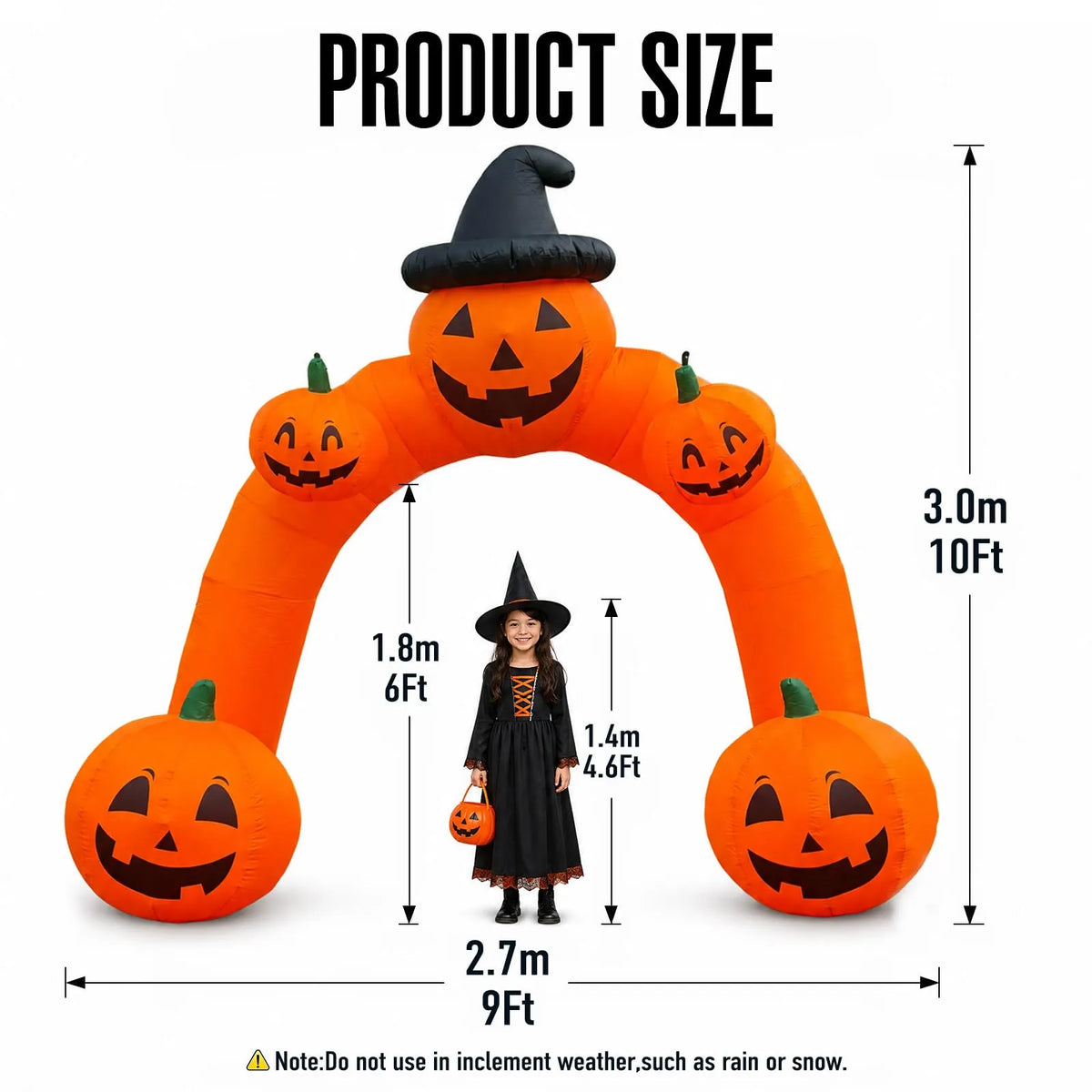 Halloween Inflatable Pumpkin Archway 10Ft with Built-in LED Lights for Halloween Decoration
