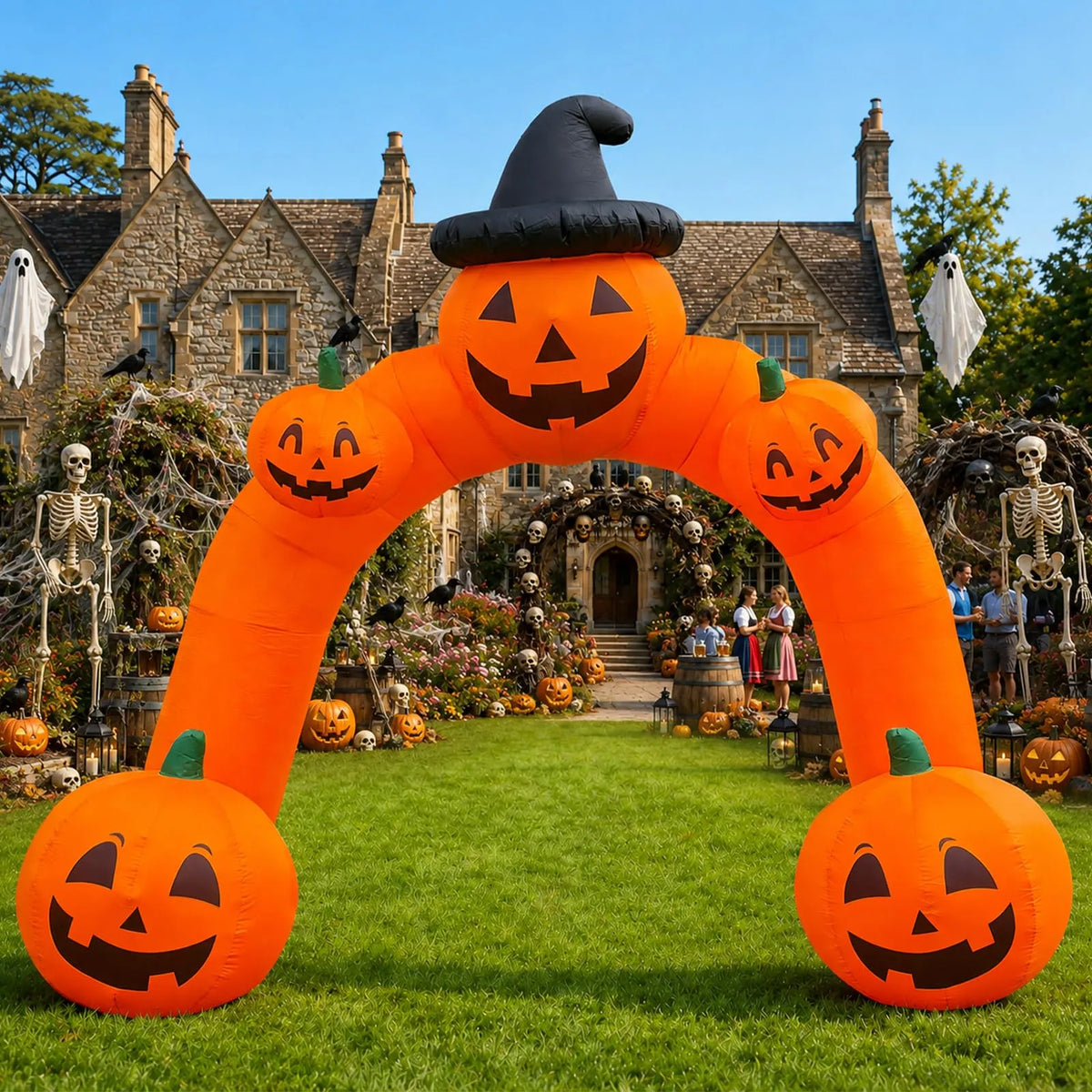 Halloween Inflatable Pumpkin Archway 10Ft with Built-in LED Lights for Halloween Decoration