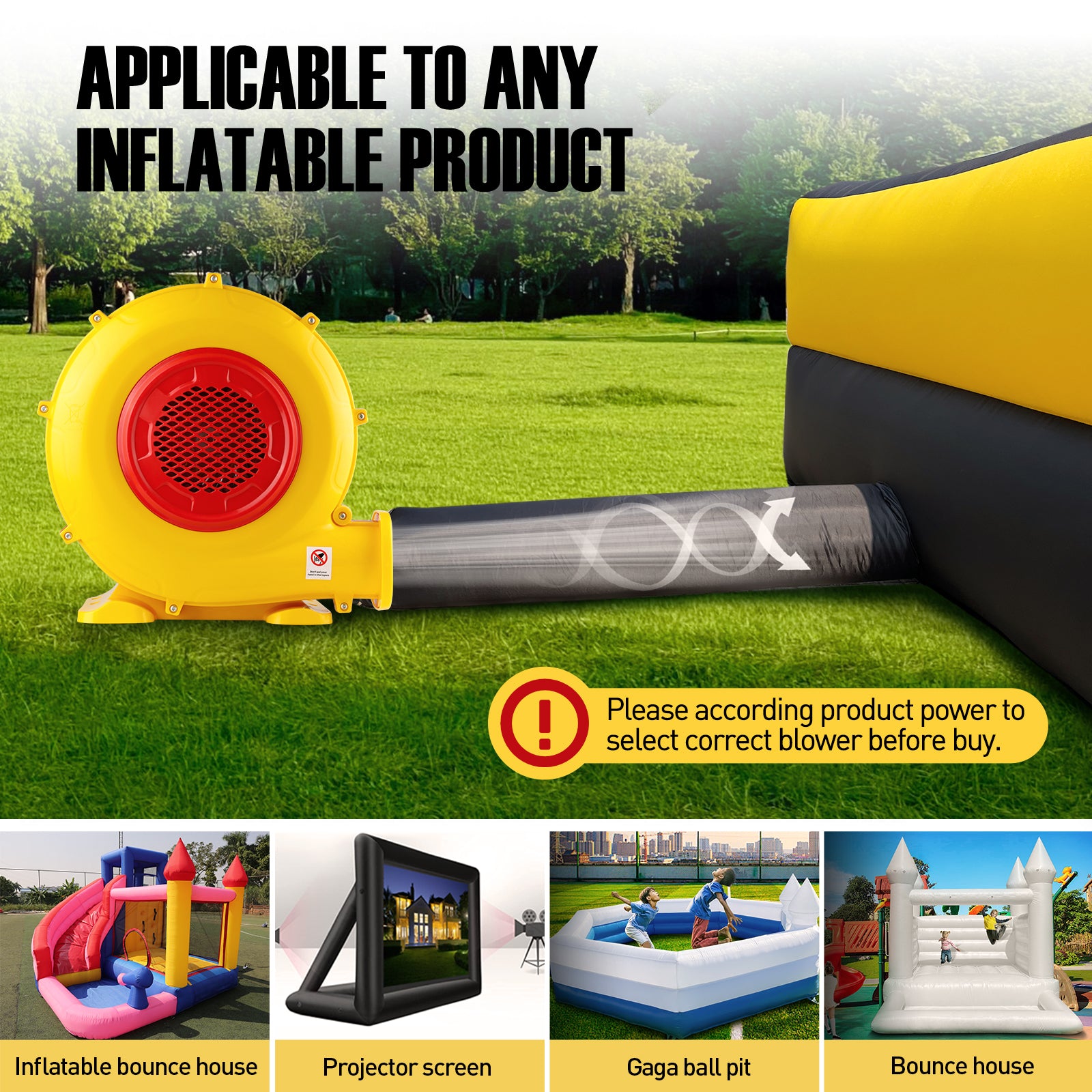 950W Air Blower, Pump Fan Commercial Inflatable Bouncer Blower, Perfect for Inflatable Movie Screen, Inflatable Paint Booth, Inflatable Bounce House, Jumper, Bouncy Castle