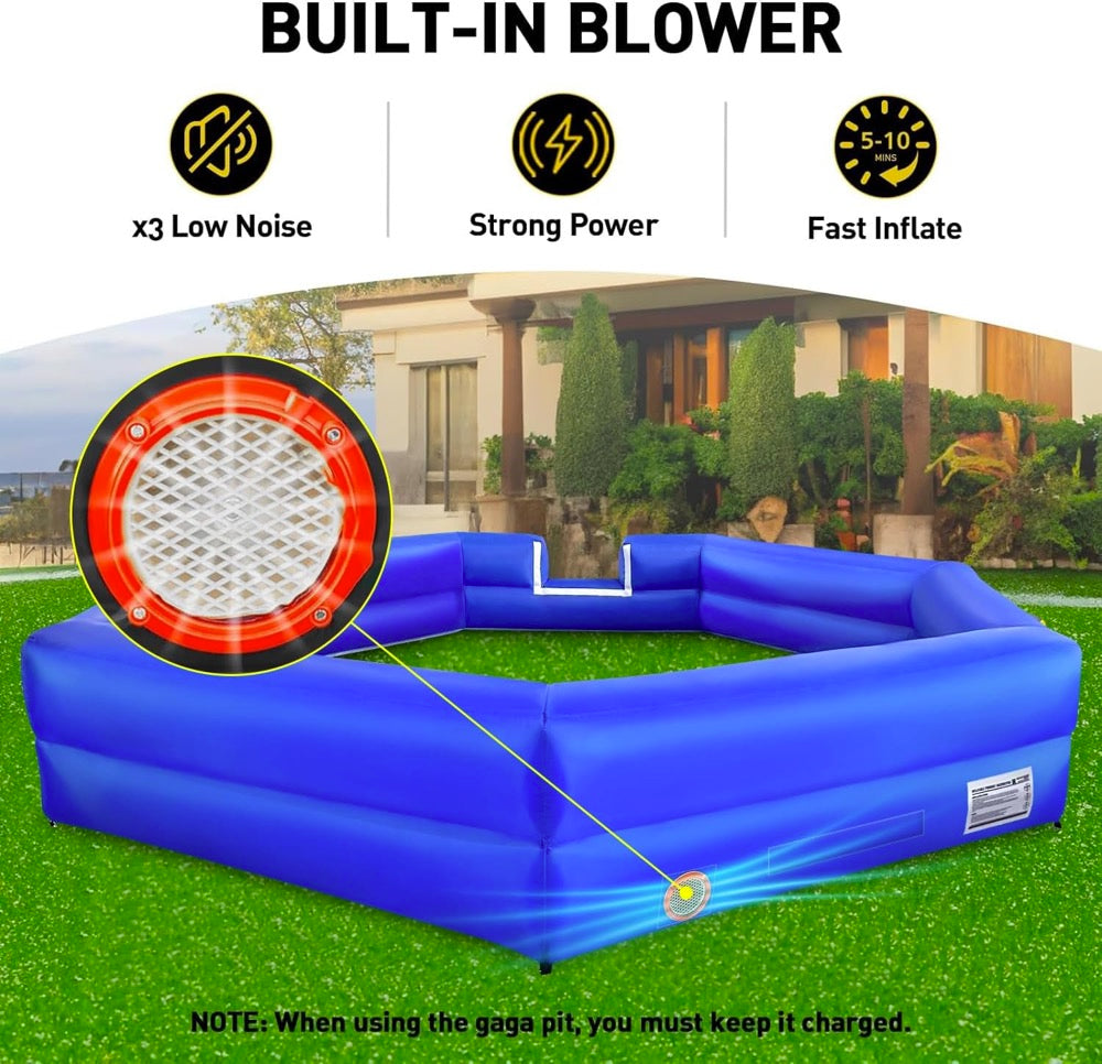 Warsun 20FT Gaga Ball Pit Inflatable with Powerful Blower, Portable Gagaball Court for Indoor Outdoor School Family Activities Inflatable Sport Games Heptagon Structure