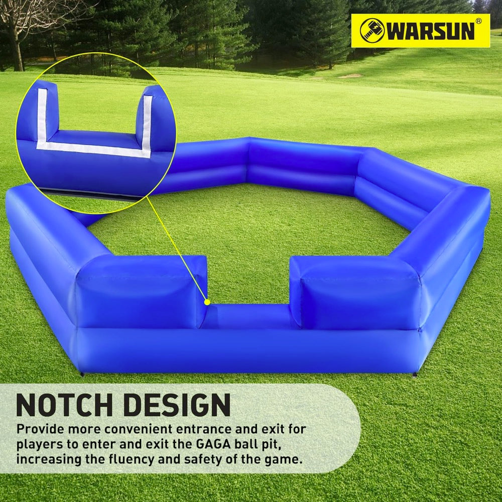 Warsun 20FT Gaga Ball Pit Inflatable with Powerful Blower, Portable Gagaball Court for Indoor Outdoor School Family Activities Inflatable Sport Games Heptagon Structure