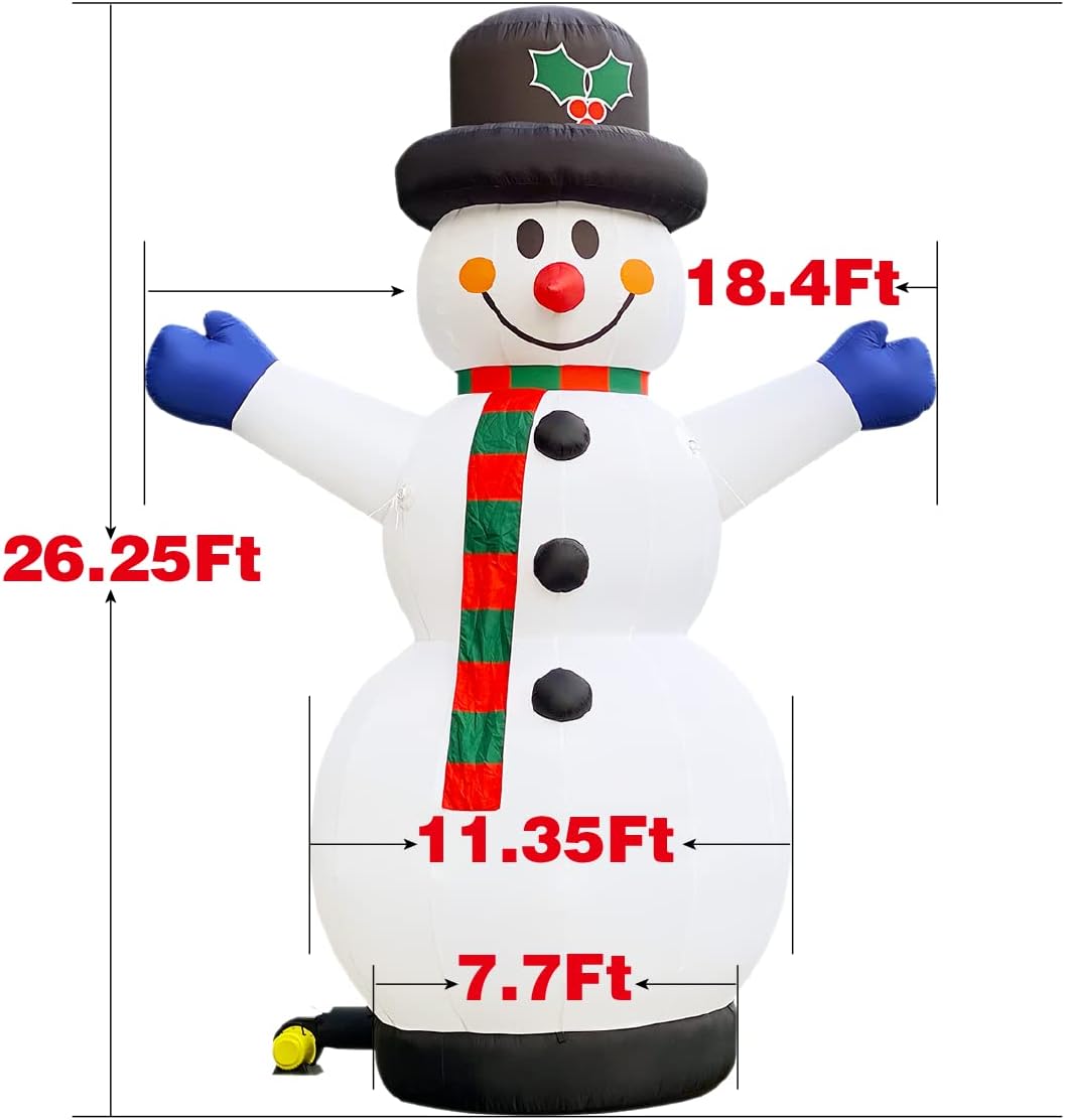 26Ft Giant Inflatable Snowman for Christmas with Blower - No Lights Included