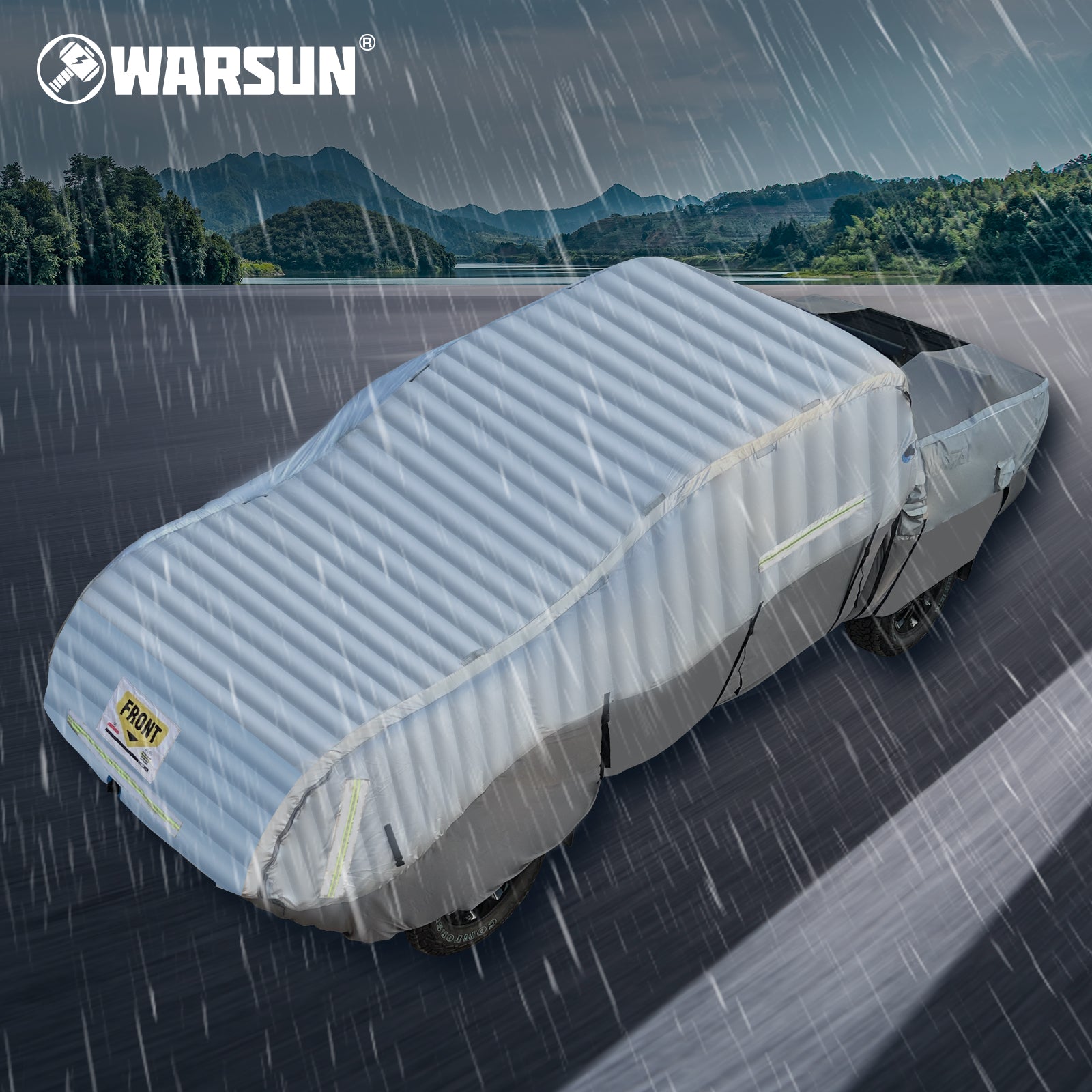 WARSUN Car Cover Hail Protection for Pickup Trucks with Length Between 200"-236'', Anti-Hail Full Cover With Airtight PVC Inner & Air Pump