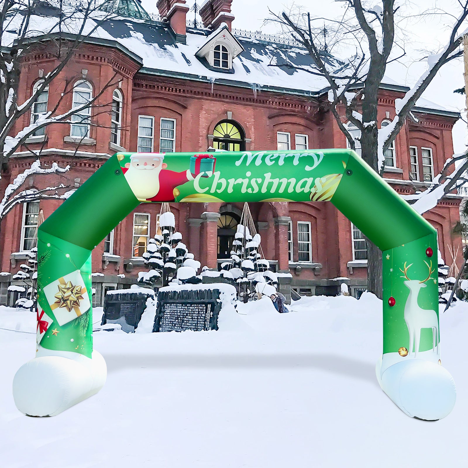 20FT Green Christmas Inflatable Archway with Blower – Perfect for Holiday Events