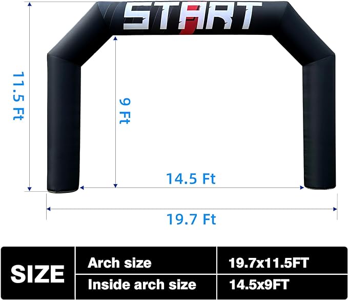 OZIS 20ft Outdoor Inflatable Arch Inflatable Archway Inflatable Start Finish Line Racing Arch Banners With 150W Built-in Blower for Advertising Commerce Party Sport Race