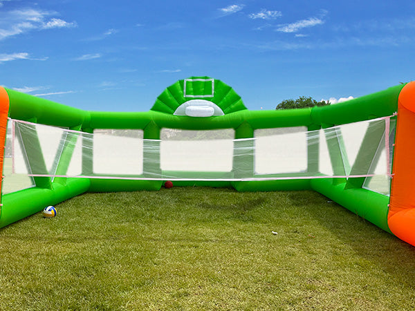 Volleyball net detail with reinforced stitching and pole guides