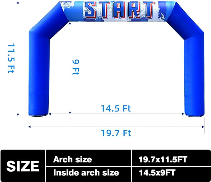 OZIS 20ft Outdoor Inflatable Arch Inflatable Archway Inflatable Start Finish Line Racing Arch Banners With 150W Built-in Blower for Advertising Commerce Party Sport Race