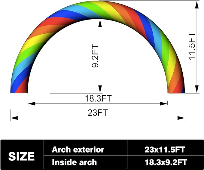 26ft Giant Inflatable Rainbowed Arches -Advertising Birthday Party Celebration Garden Decoration-Blow Up Archway Wedding Decorative Signs Event Entrance With 250W Blower