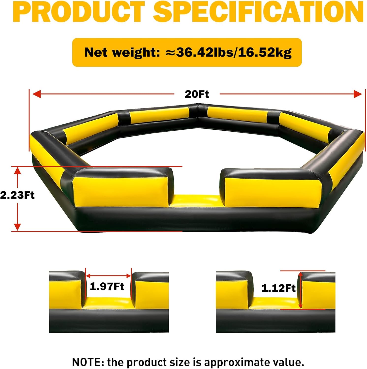 WARSUN Premium PVC 20Ft Gaga Ball Pit Inflatable - Superior Durability and Strength Gaga Ball Pit Portable for Outdoor & Indoor Use