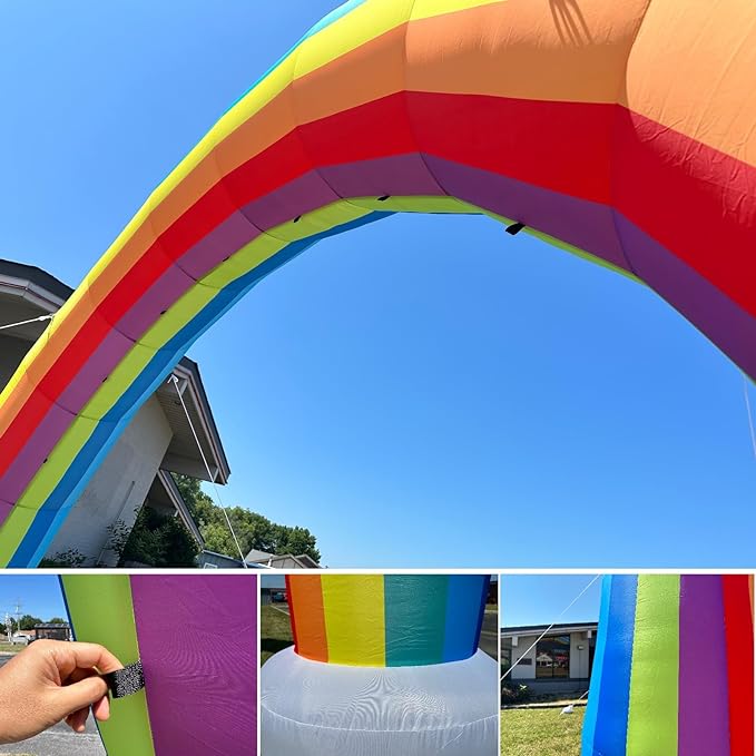 Sewinfla 20ft Rainbow inflatable Arch Advertising Party Celebration Garden Decoration Arch Strengthen PU Coated Oxford for Event Entrance Rental Advertisement