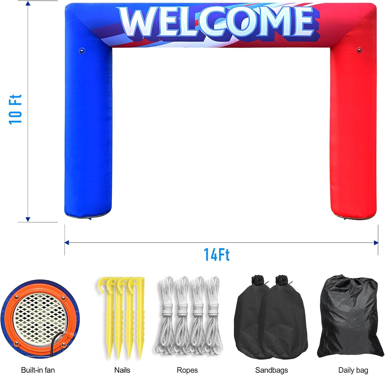 14x10ft Inflatable Welcome Arch For Businesses, Shopping Malls, Stores, Outdoor Opening Parties Inflatable Decoration Archway With Blower