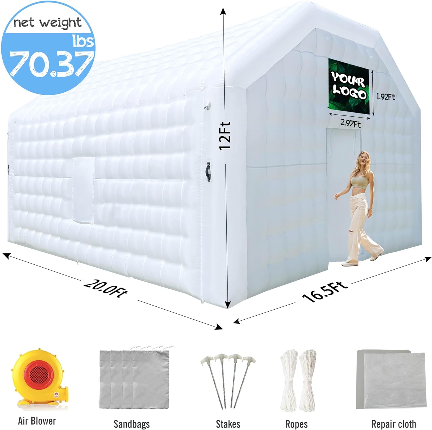 Inflatable Nightclub Cube Disco Tent 20x16.5x12ft Portable Night Club Party Pavilion Blow up Nightclub Tent for Backyard/Outdoor Events