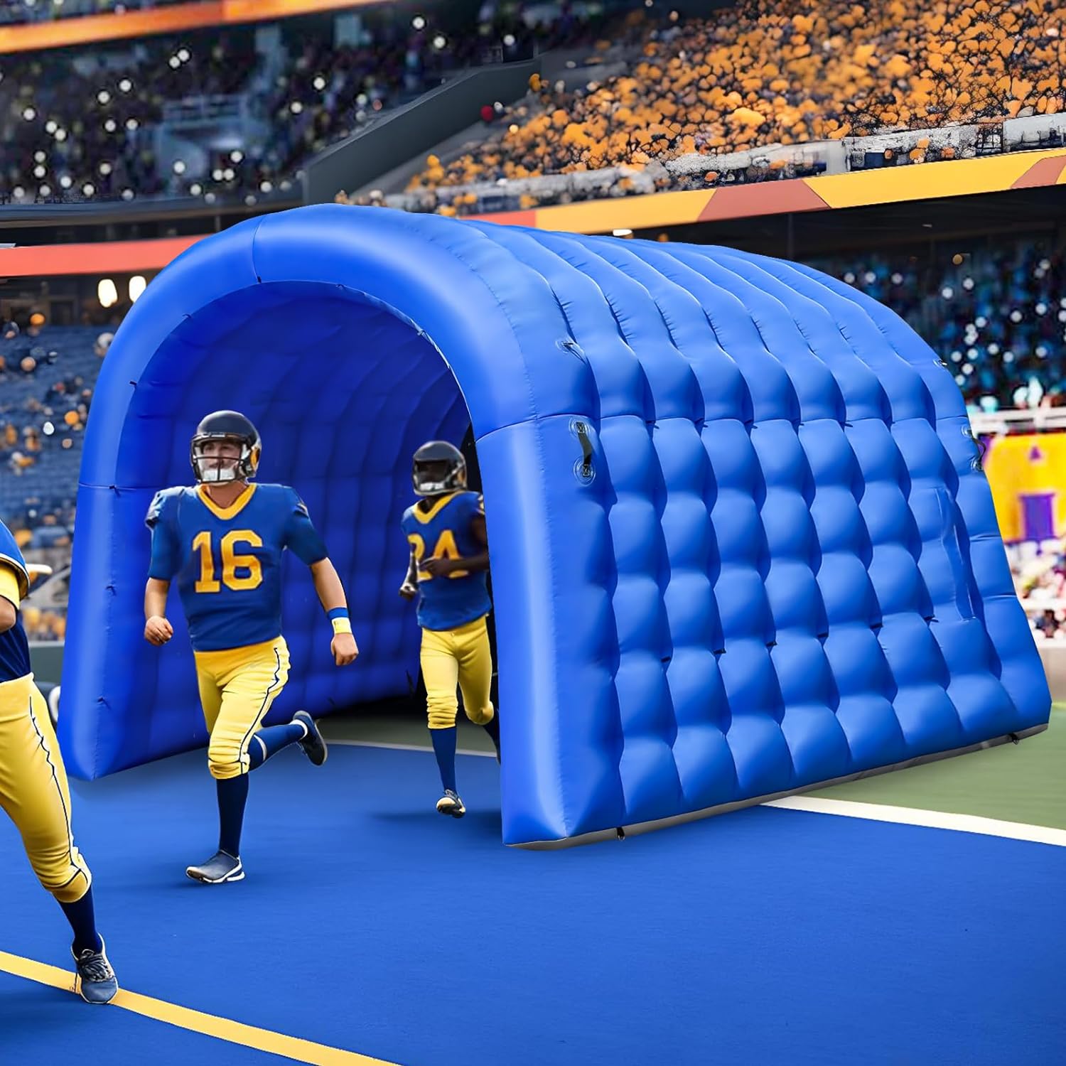 10FT Blue Inflatable Tunnel Entrance Sport Tunnel with Blower Inflatable Football Tunnel Tent Inflatable Entryway for Business Advertising Event Exhibition Promotion(Blue,10x10x9ft)