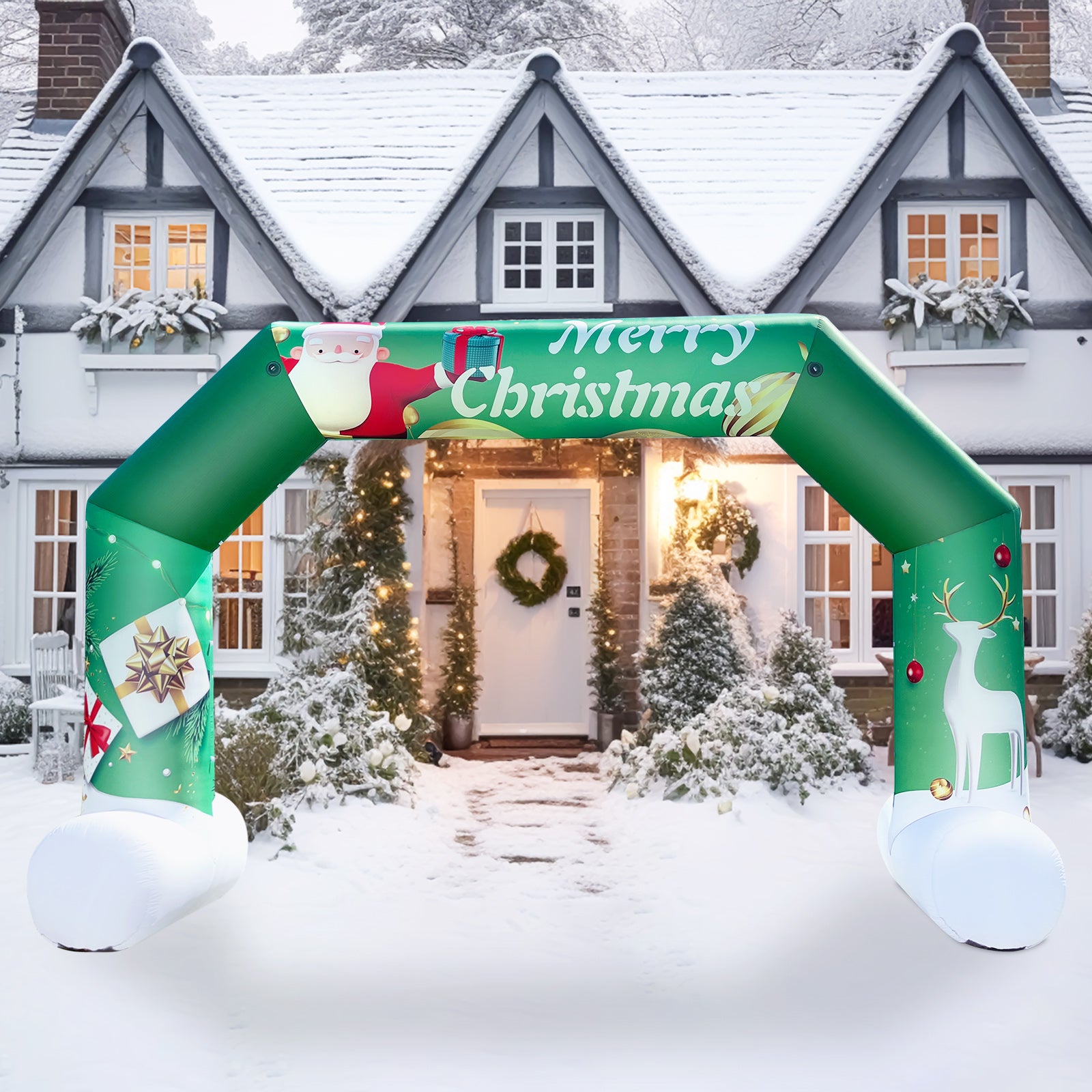 20FT Green Christmas Inflatable Archway with Blower – Perfect for Holiday Events