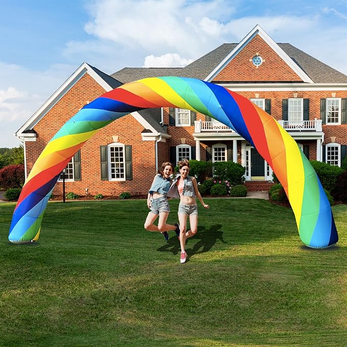 26ft Giant Inflatable Rainbowed Arches -Advertising Birthday Party Celebration Garden Decoration-Blow Up Archway Wedding Decorative Signs Event Entrance With 250W Blower