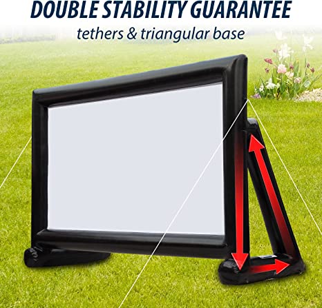 OZIS Upgrade Airtight Movie Screen 14Ft Outdoor Inflatable Movie Screen No Need Power Supply Continuous - Supports Front and Rear Projection