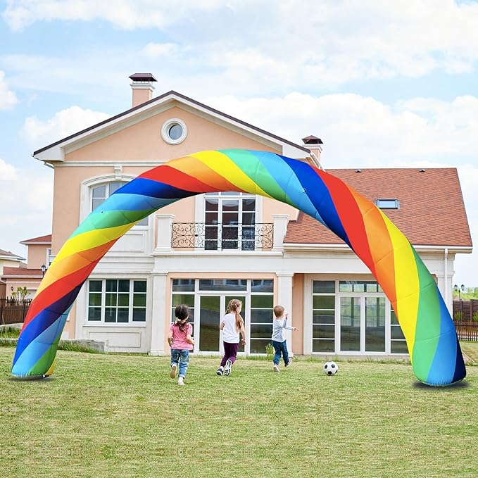 26ft Giant Inflatable Rainbowed Arches -Advertising Birthday Party Celebration Garden Decoration-Blow Up Archway Wedding Decorative Signs Event Entrance With 250W Blower