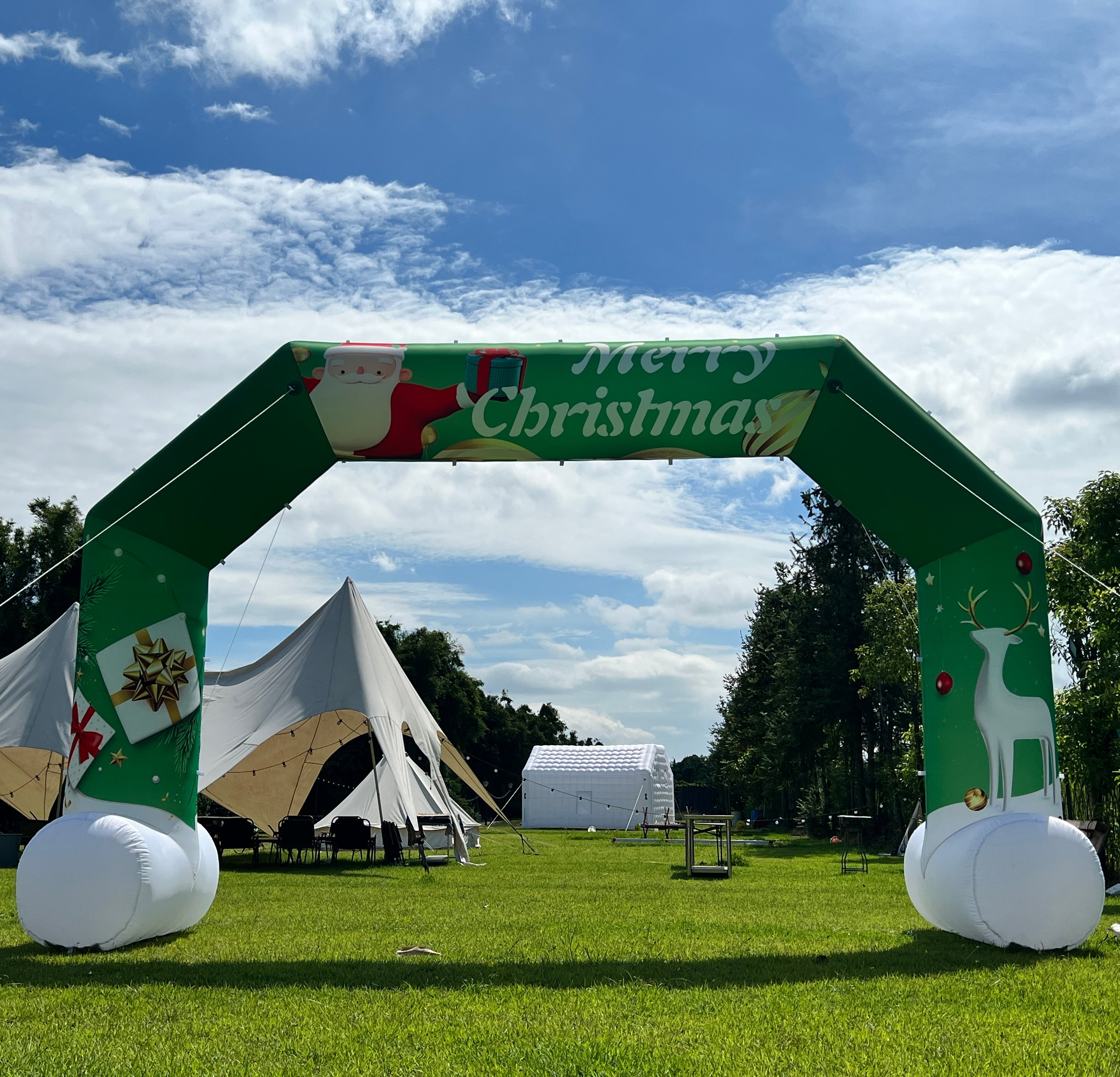 20FT Green Christmas Inflatable Archway with Blower – Perfect for Holiday Events